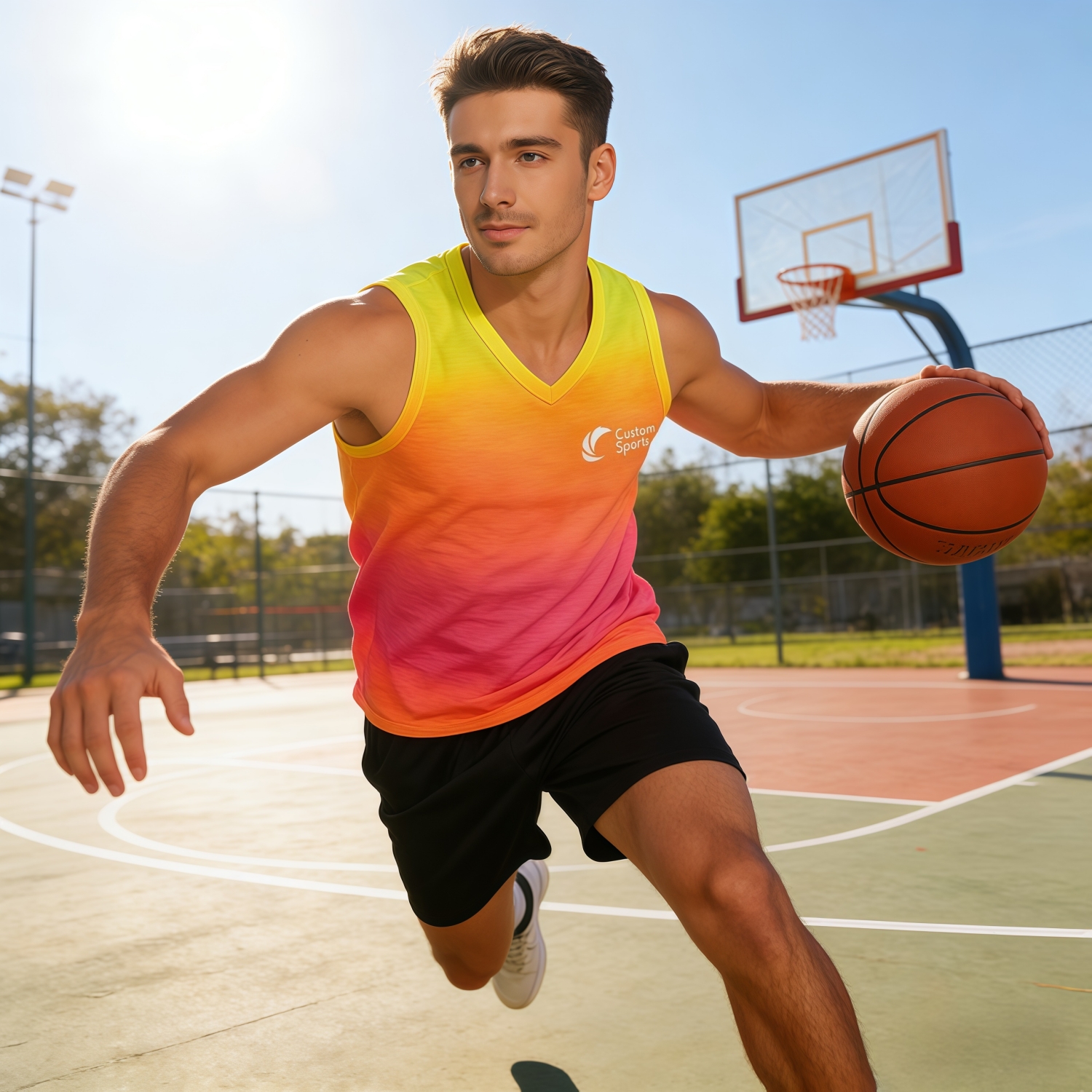 100% Polyester Micro Mesh Sublimated V-Neck Singlet - Image 2