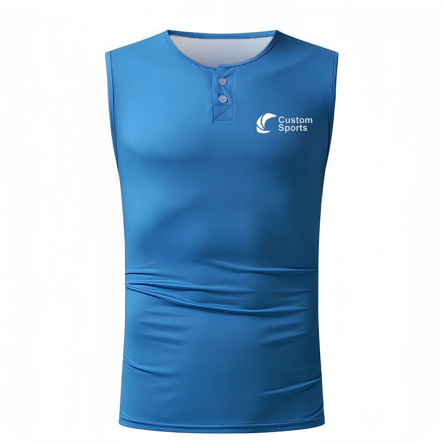 100% Polyester Micro Mesh Sublimated Small V-Neck Buttoned Singlet - Image 3