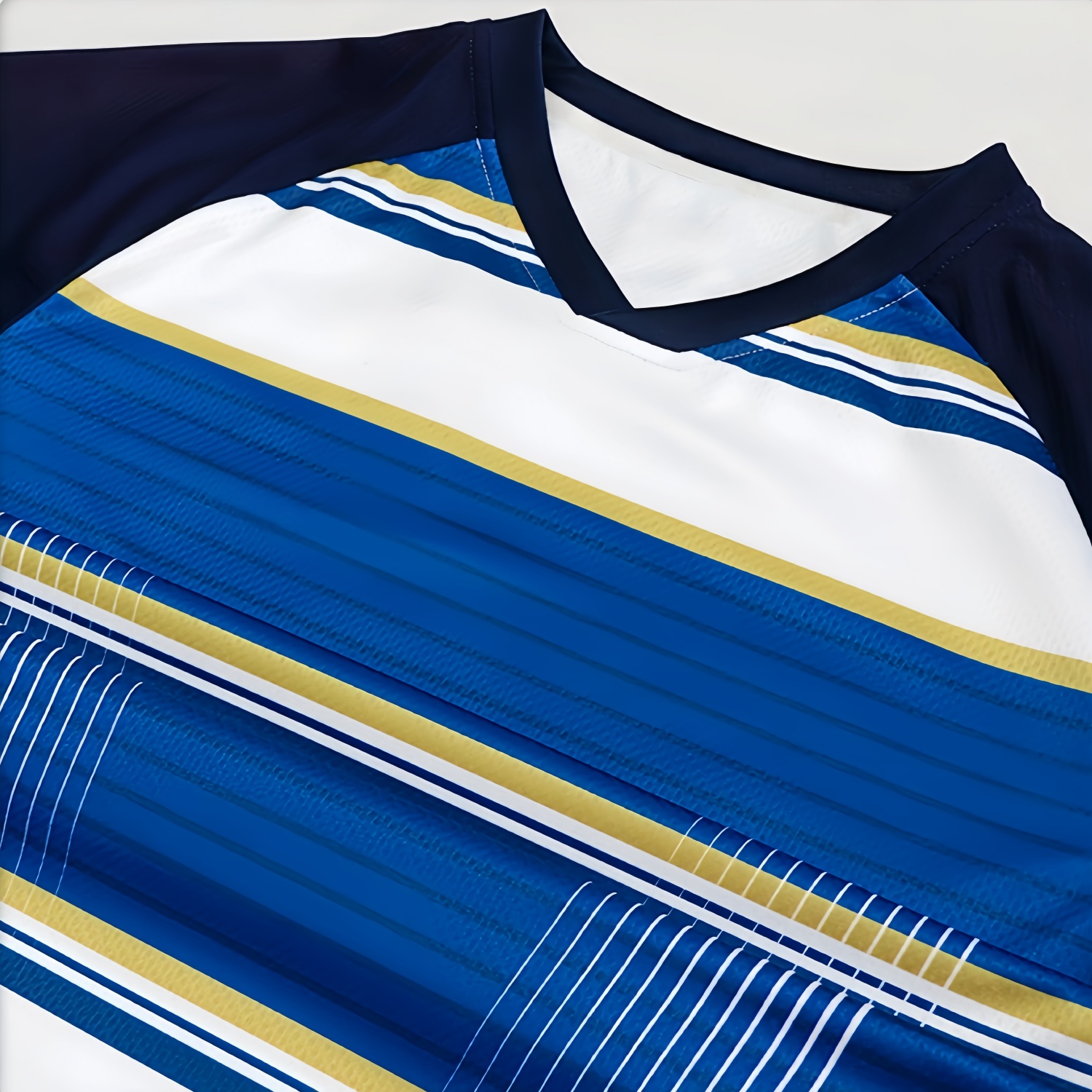 100% Polyester Micro Mesh Sublimated Asymmetric Bottom Hem V-Neck Raglan Tee Shirt - Image 5