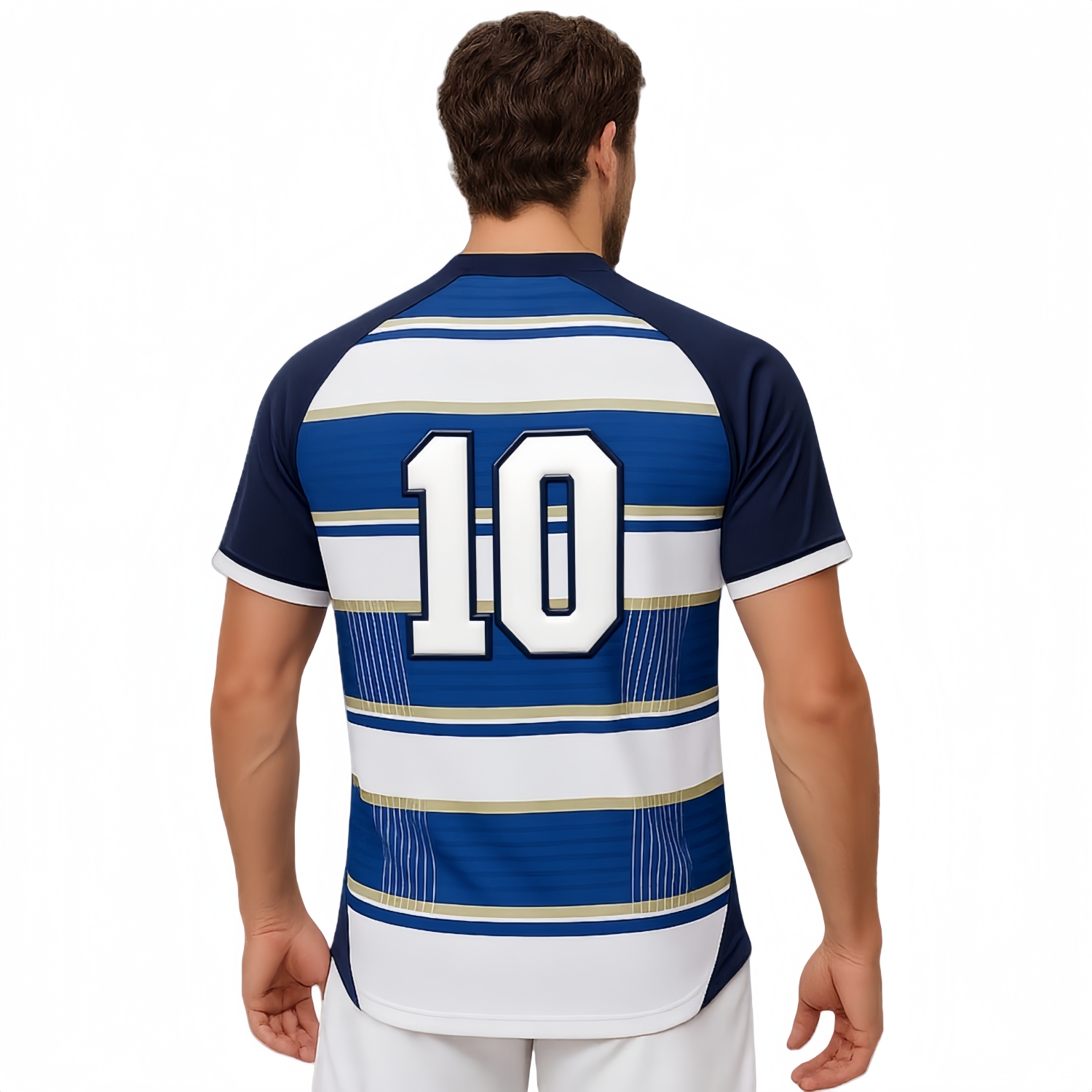100% Polyester Micro Mesh Sublimated Asymmetric Bottom Hem V-Neck Raglan Tee Shirt - Image 2