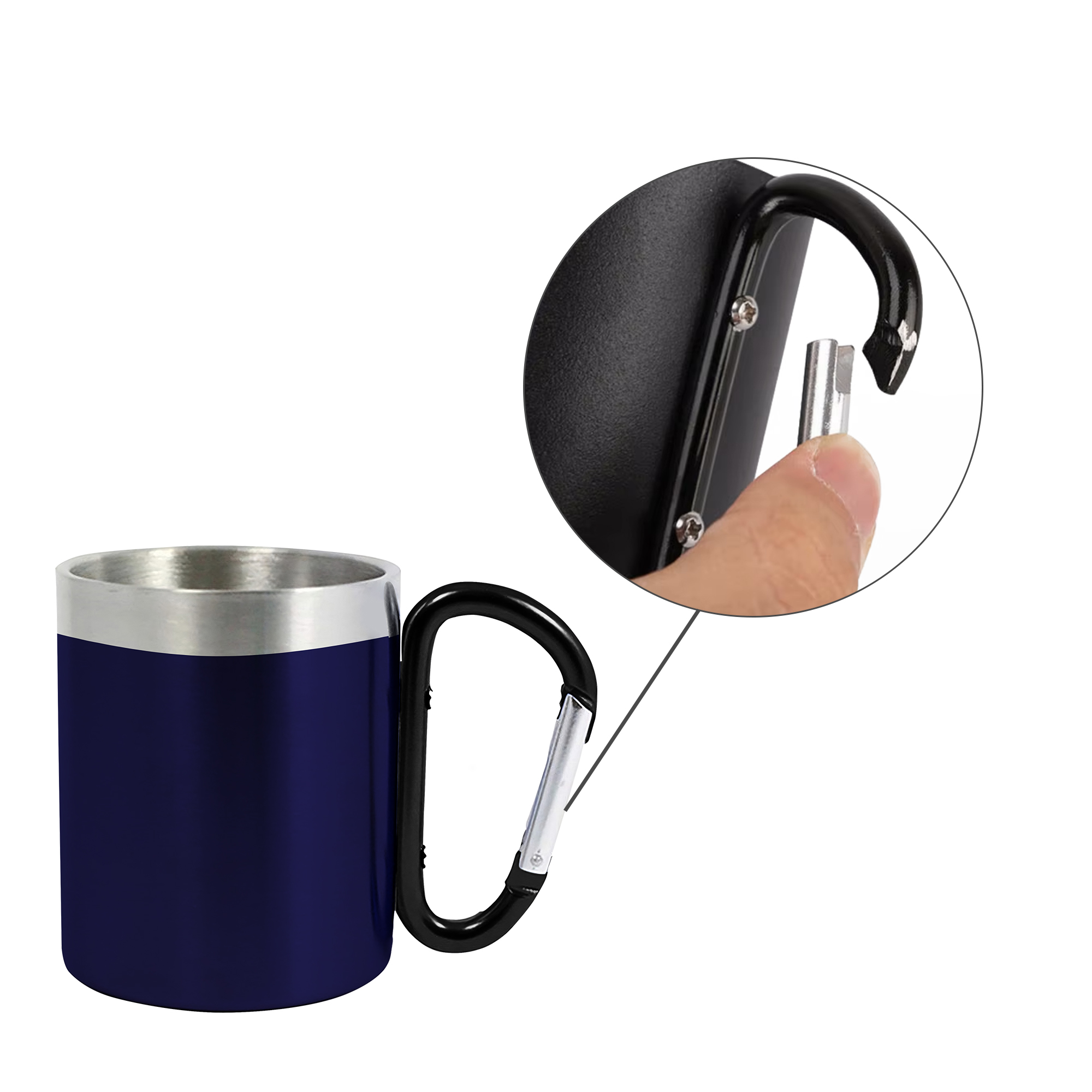 200ML Recycled Stainless Steel Double Walled Mug with Carabiner Handle - Image 10