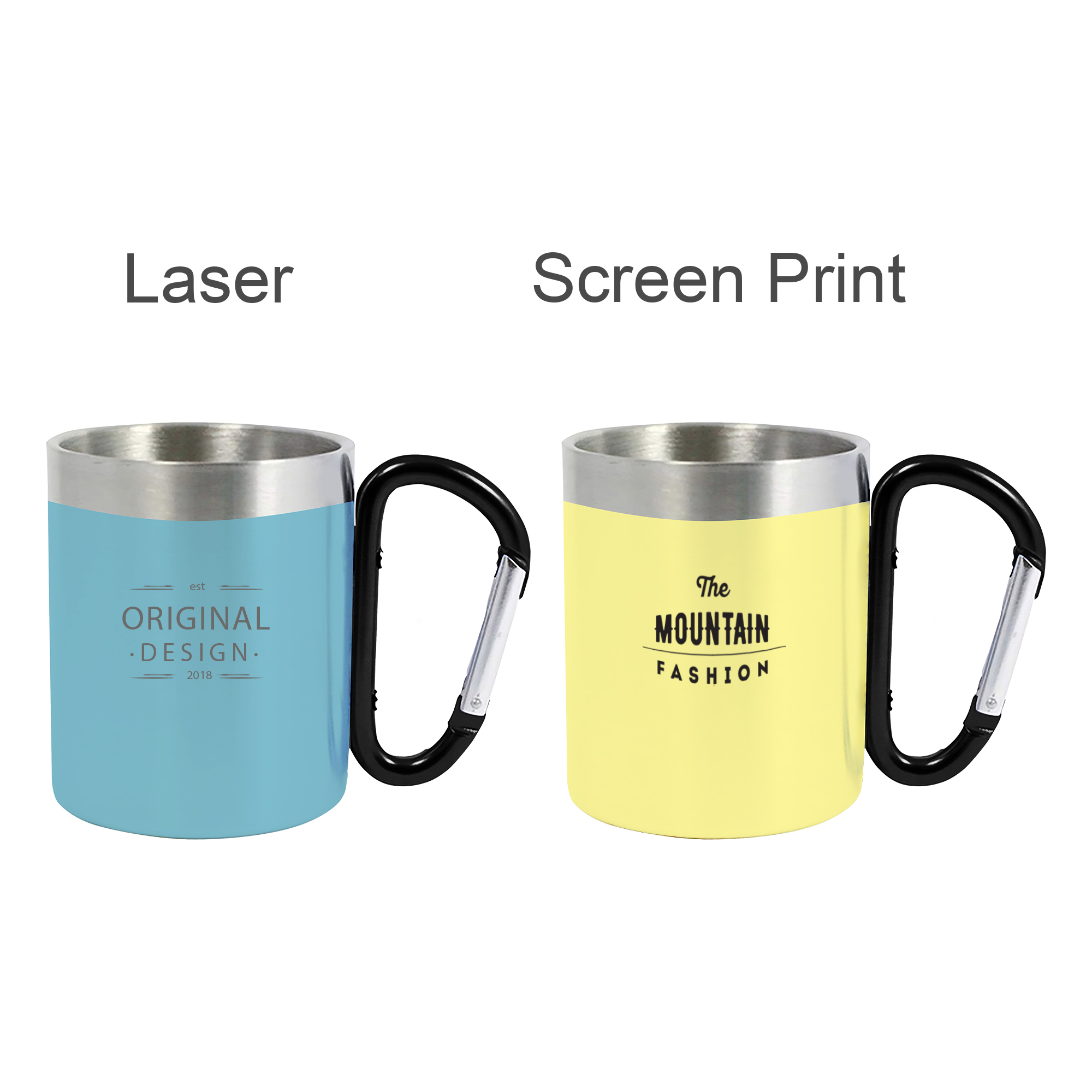 200ML Recycled Stainless Steel Double Walled Mug with Carabiner Handle - Image 9