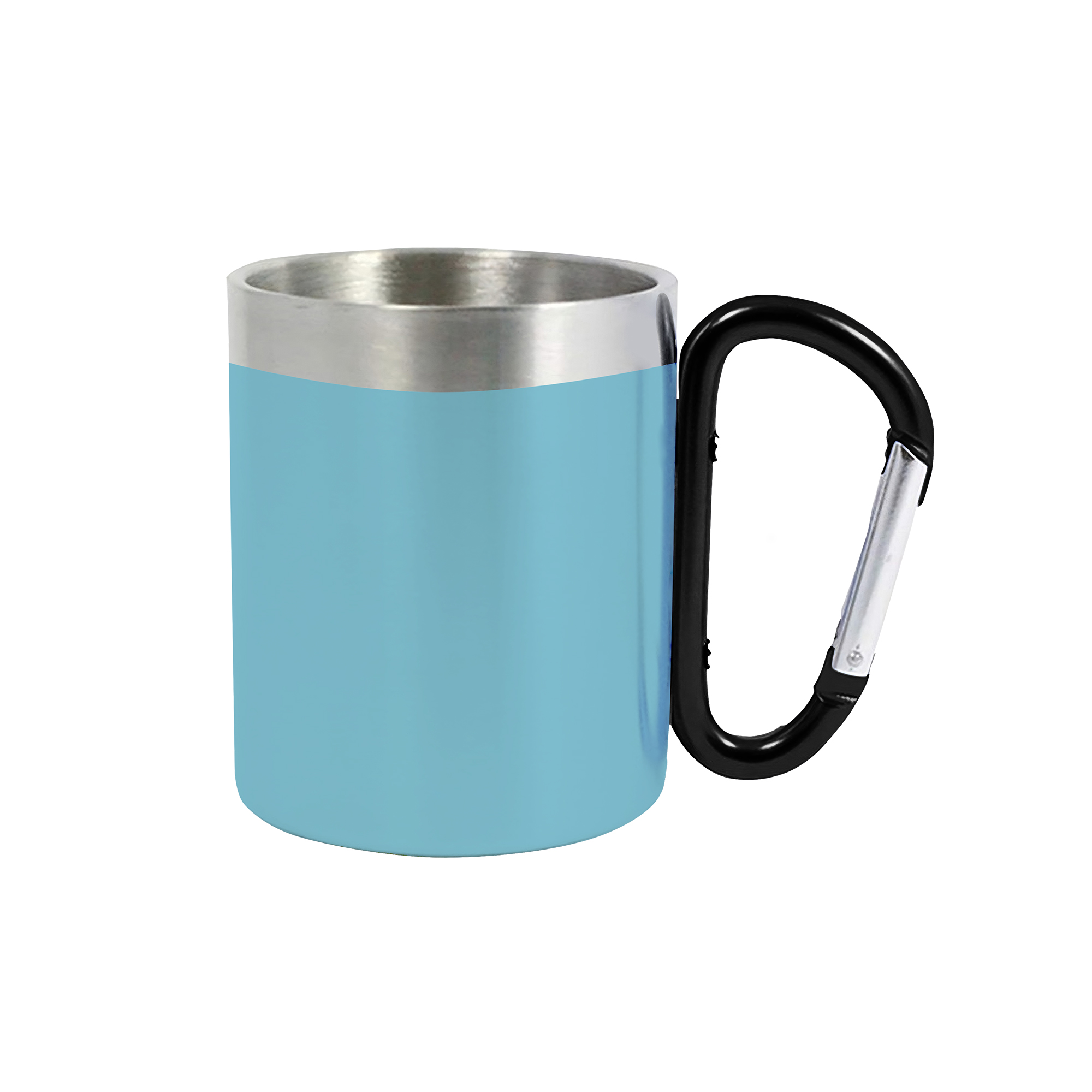 200ML Recycled Stainless Steel Double Walled Mug with Carabiner Handle - Image 2