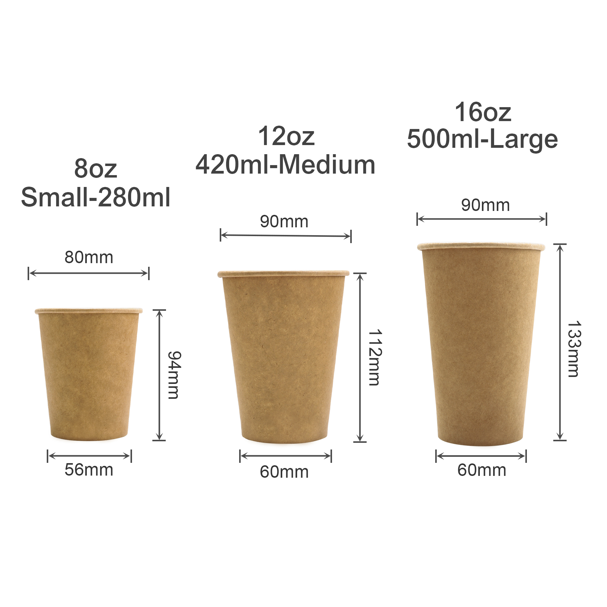 PLA Single Wall Compostable Kraft Paper Cups - Image 5