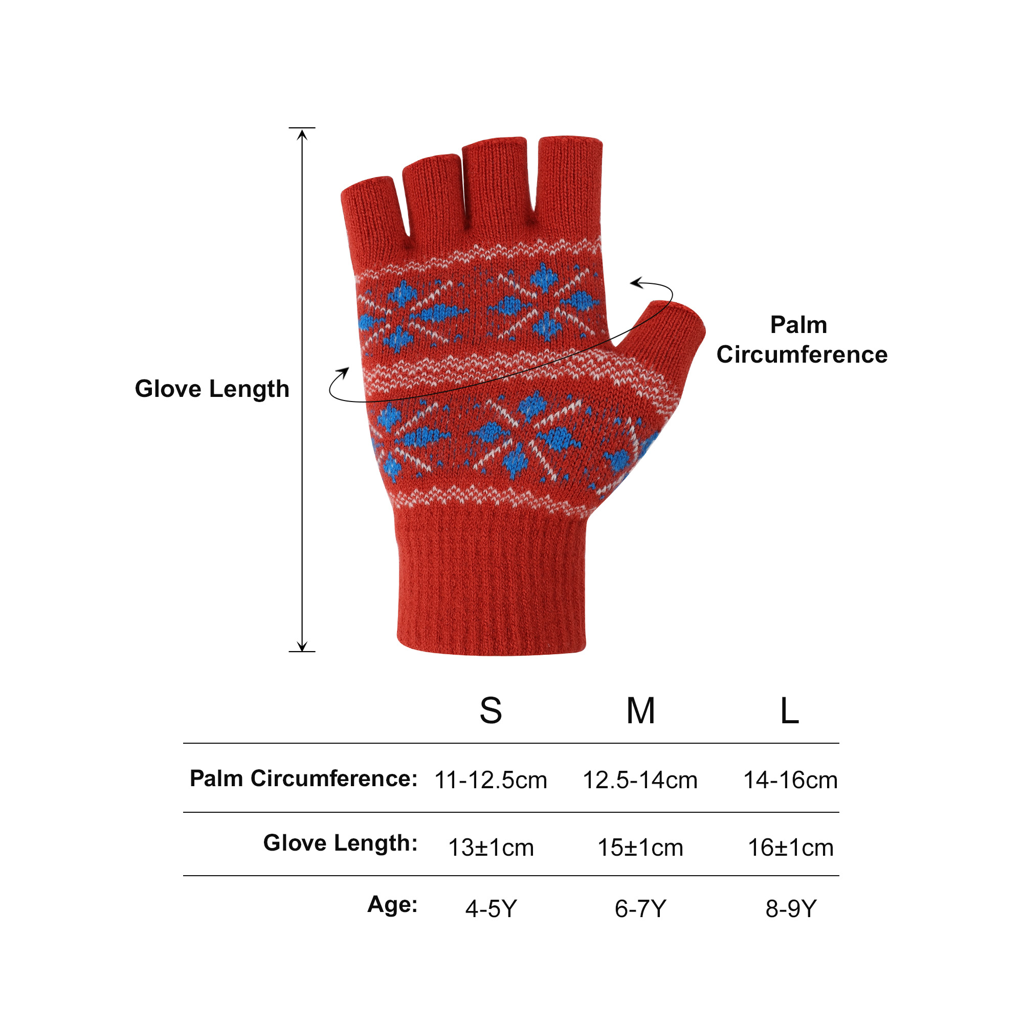 Kids Jacquard Fingerless Gloves - Image 3