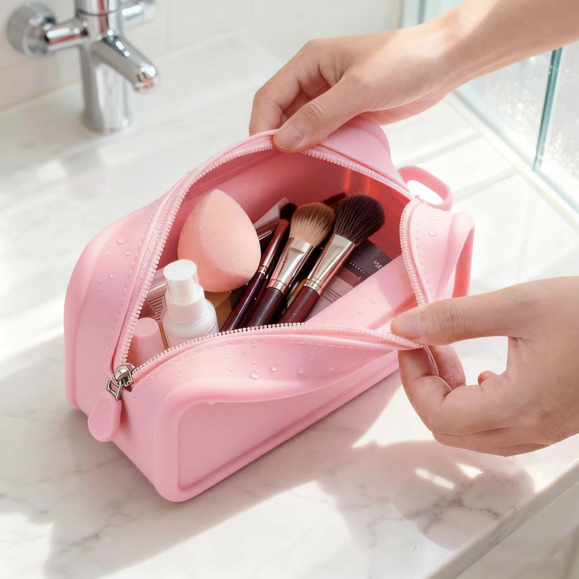 Silicone Square Cosmetic Bag - Image 9