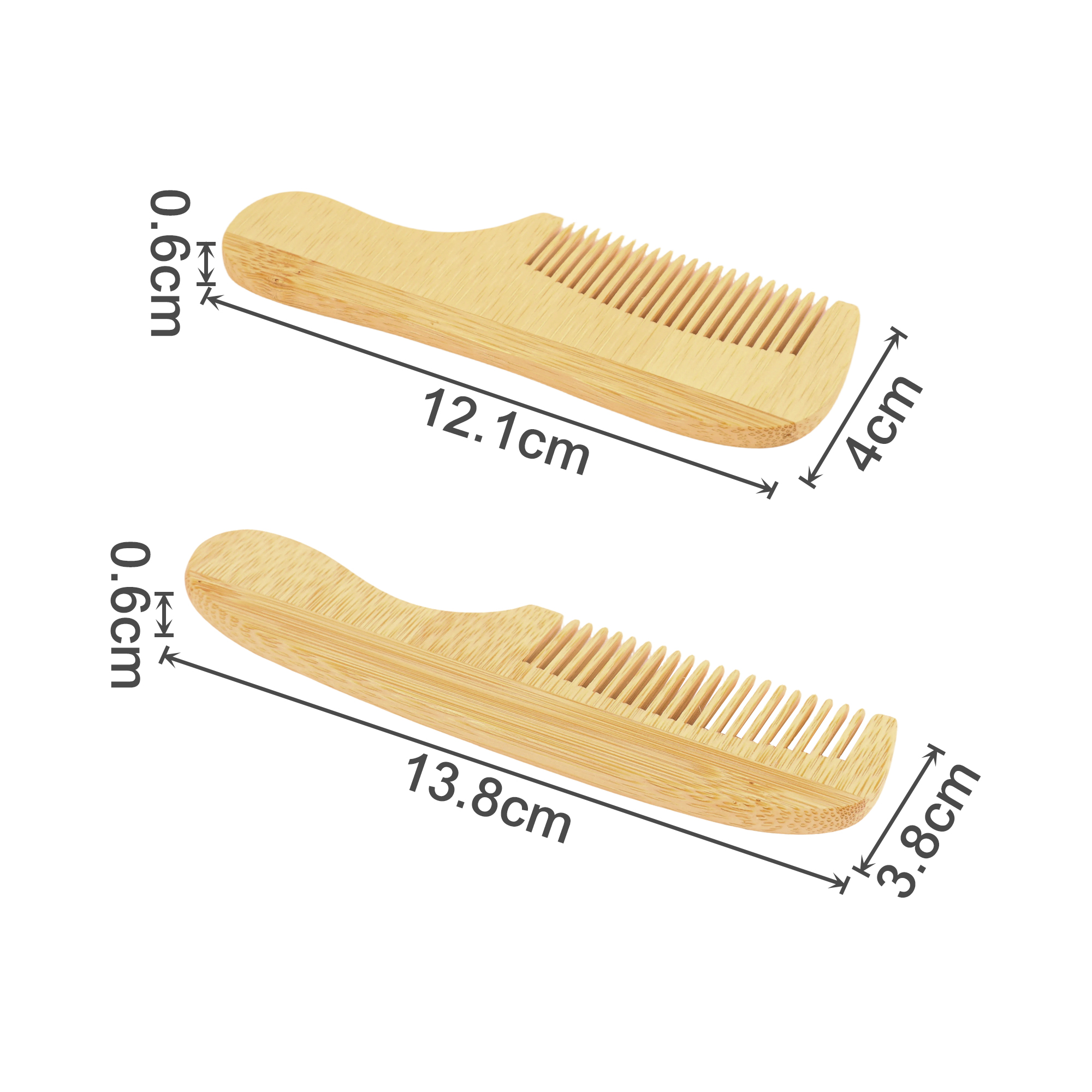 Natural Small Bamboo Comb With Handle - Image 4