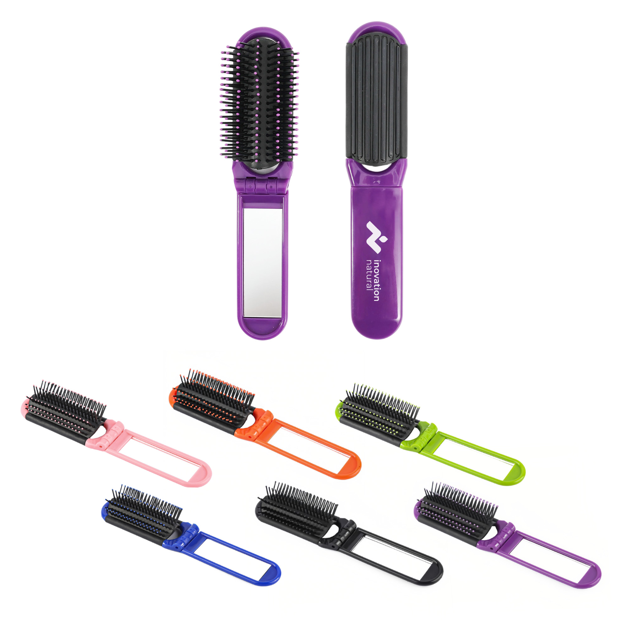 Folding Hair Brush With Mirror