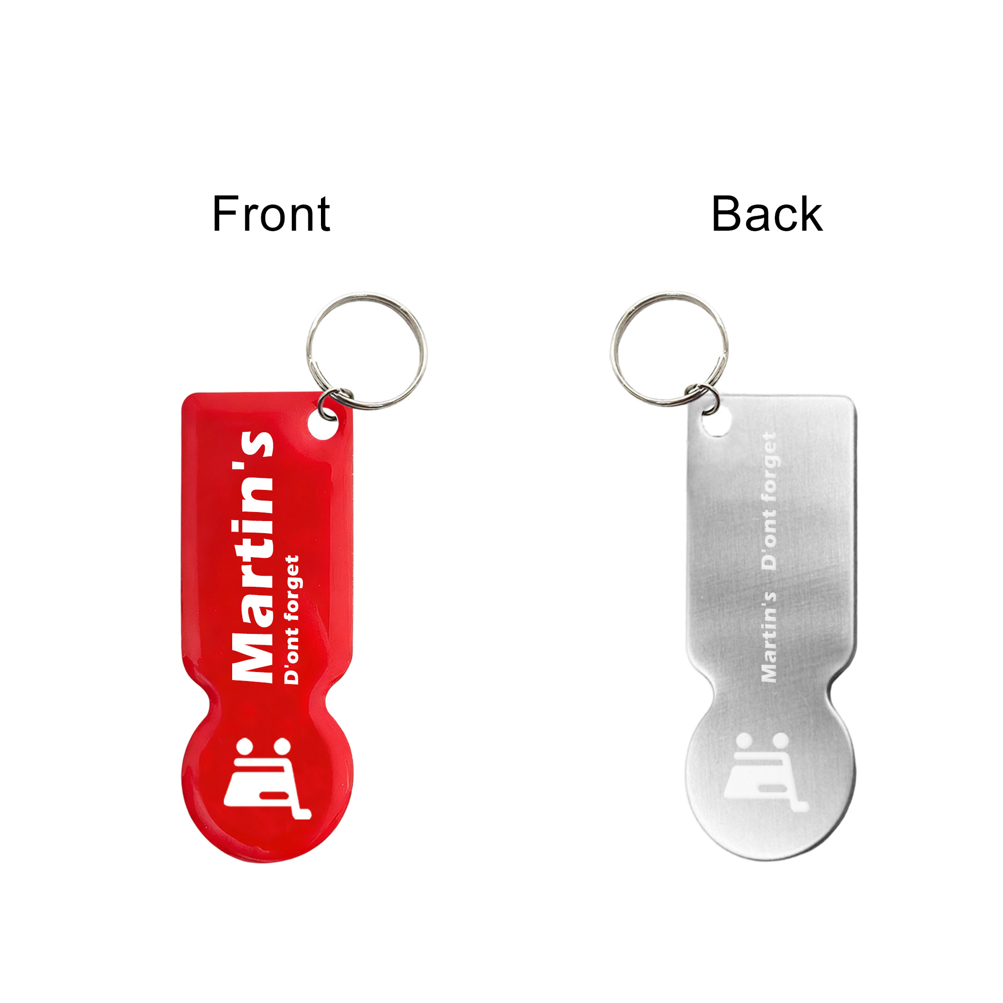 Custom Shape Trolley Coin Keyring - Image 4
