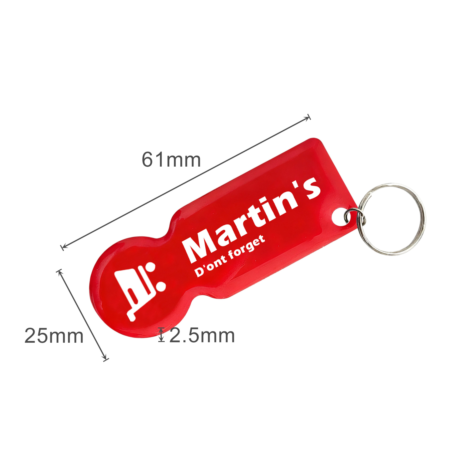 Custom Shape Trolley Coin Keyring - Image 2
