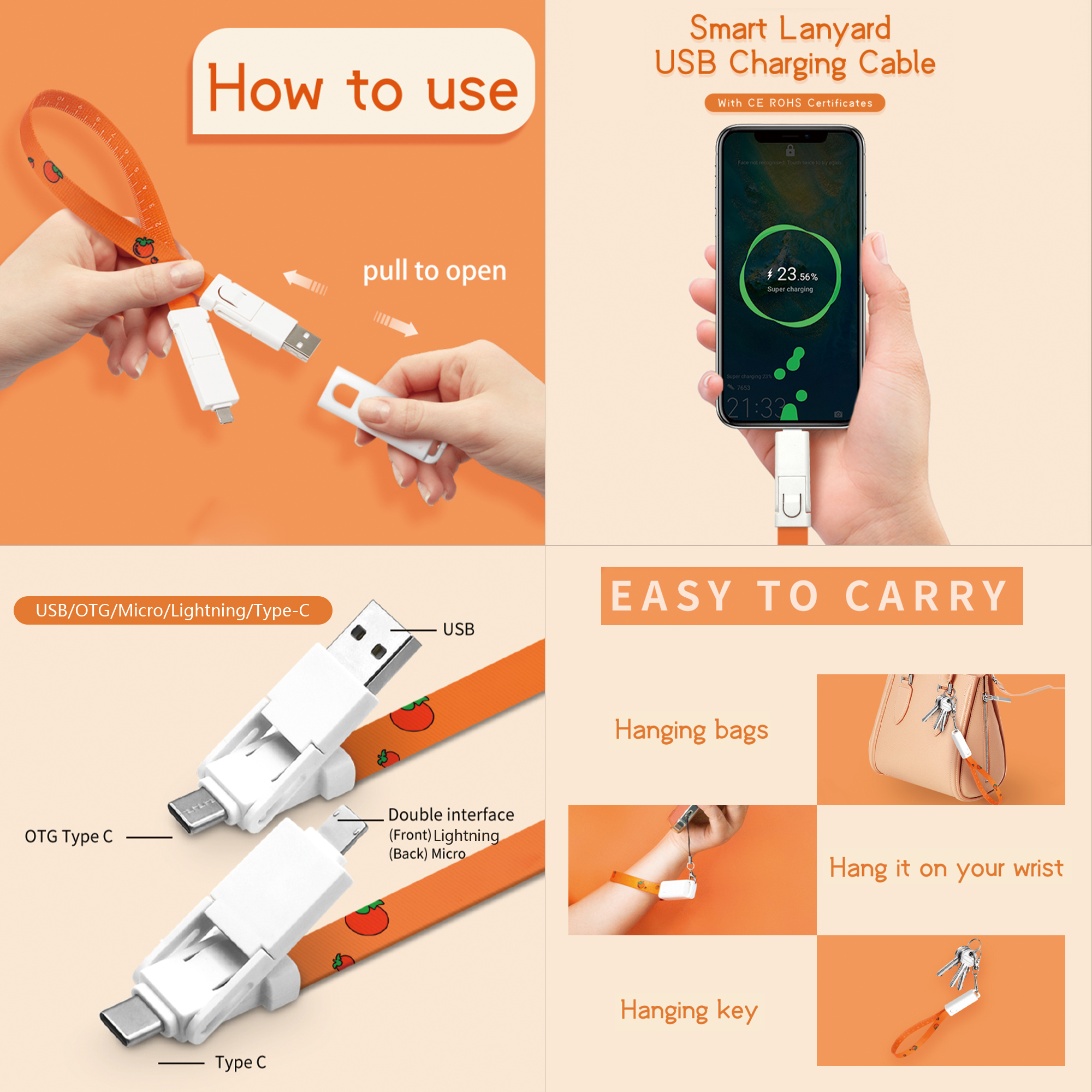 60W 6-in-1 Charging Cable Strap - Image 5