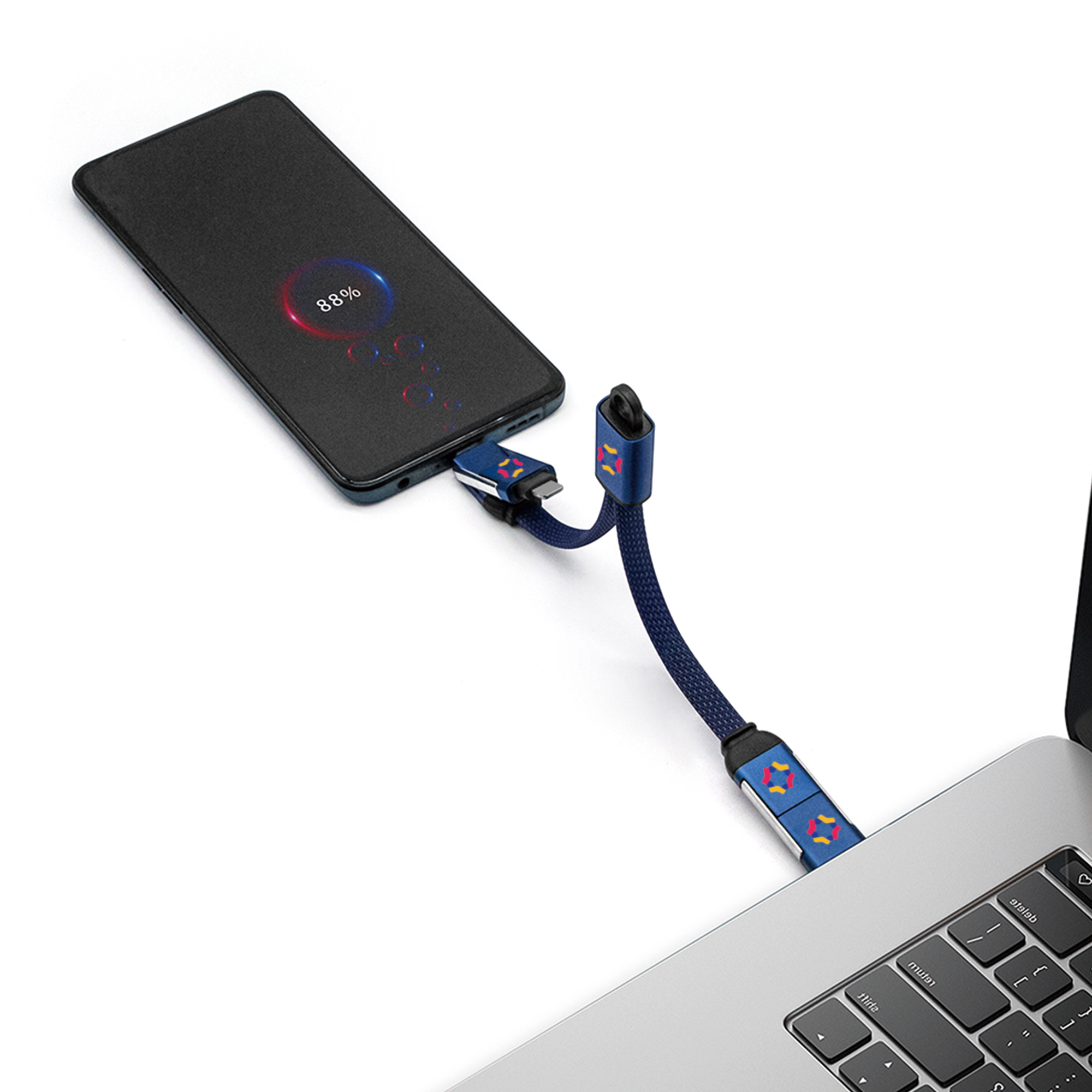 60W 4-in-1 Braided Charging Cable with Keyring - Image 9