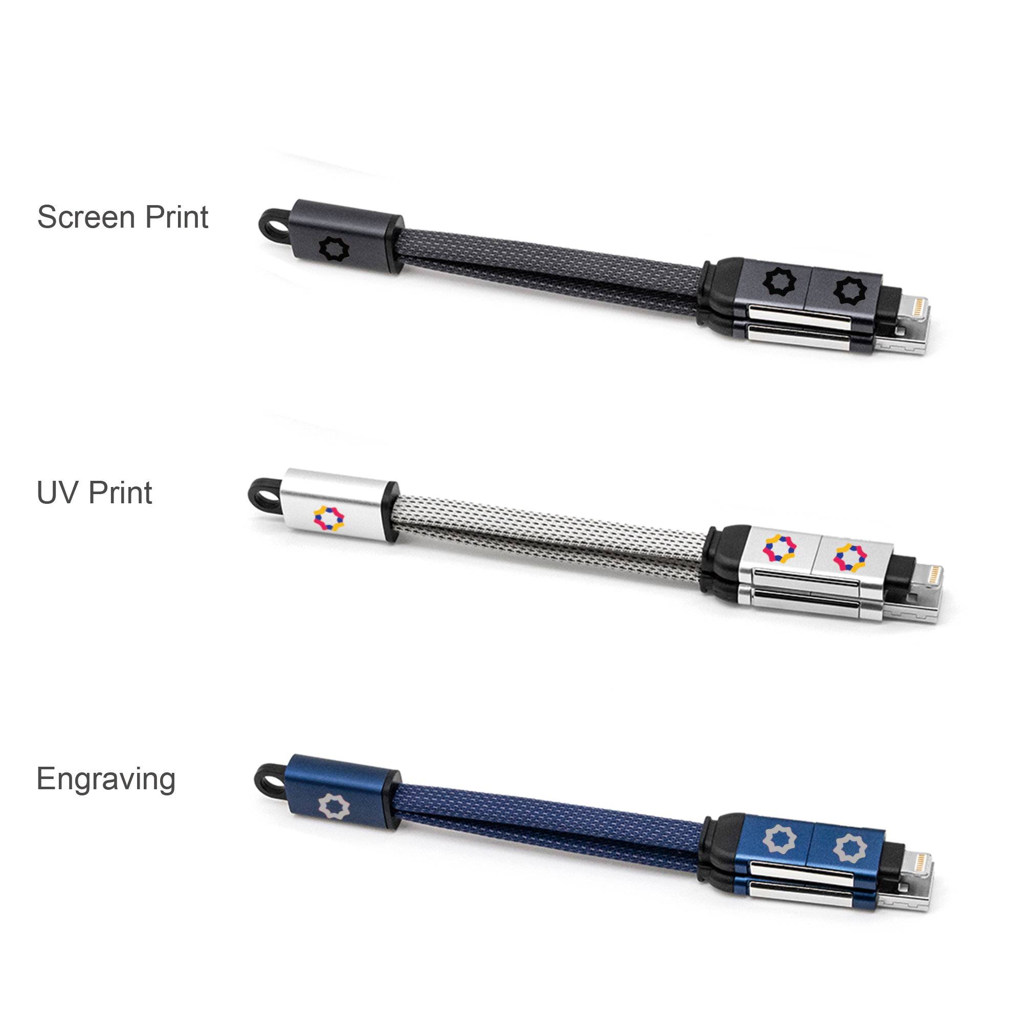 60W 4-in-1 Braided Charging Cable with Keyring - Image 7