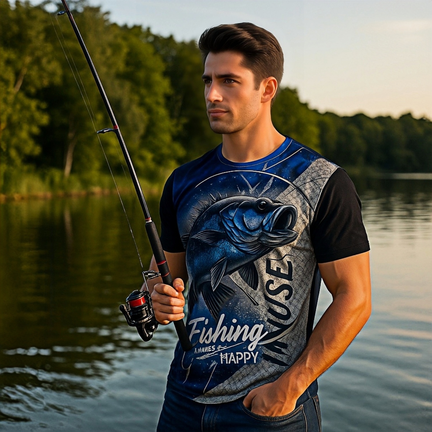 Men's Polyester Spandex Ultra Mesh Sublimated Sun Protection Fishing T-shirt - Image 2