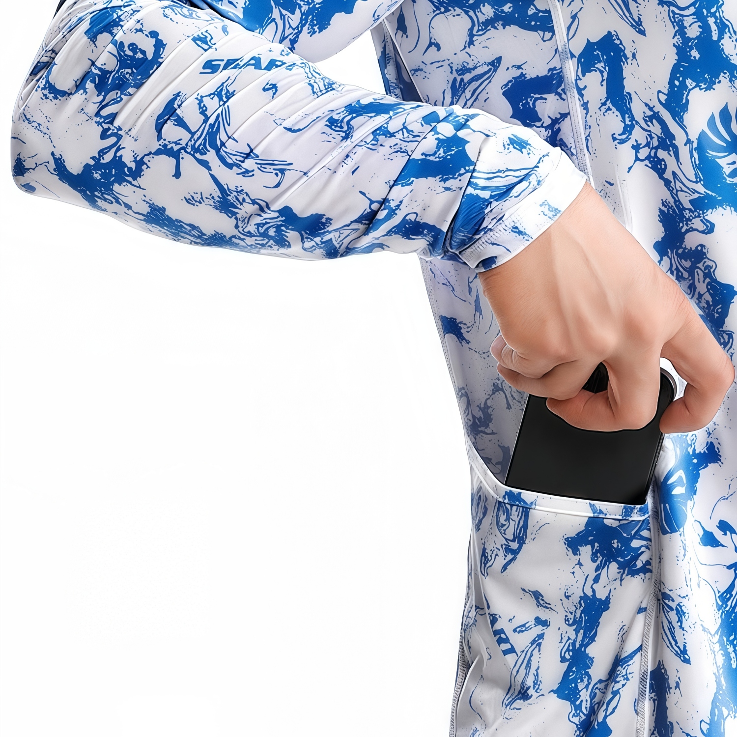 Men's Polyester Spandex Sublimated Sun Protection Fishing Hoodie With Pocket - Image 4
