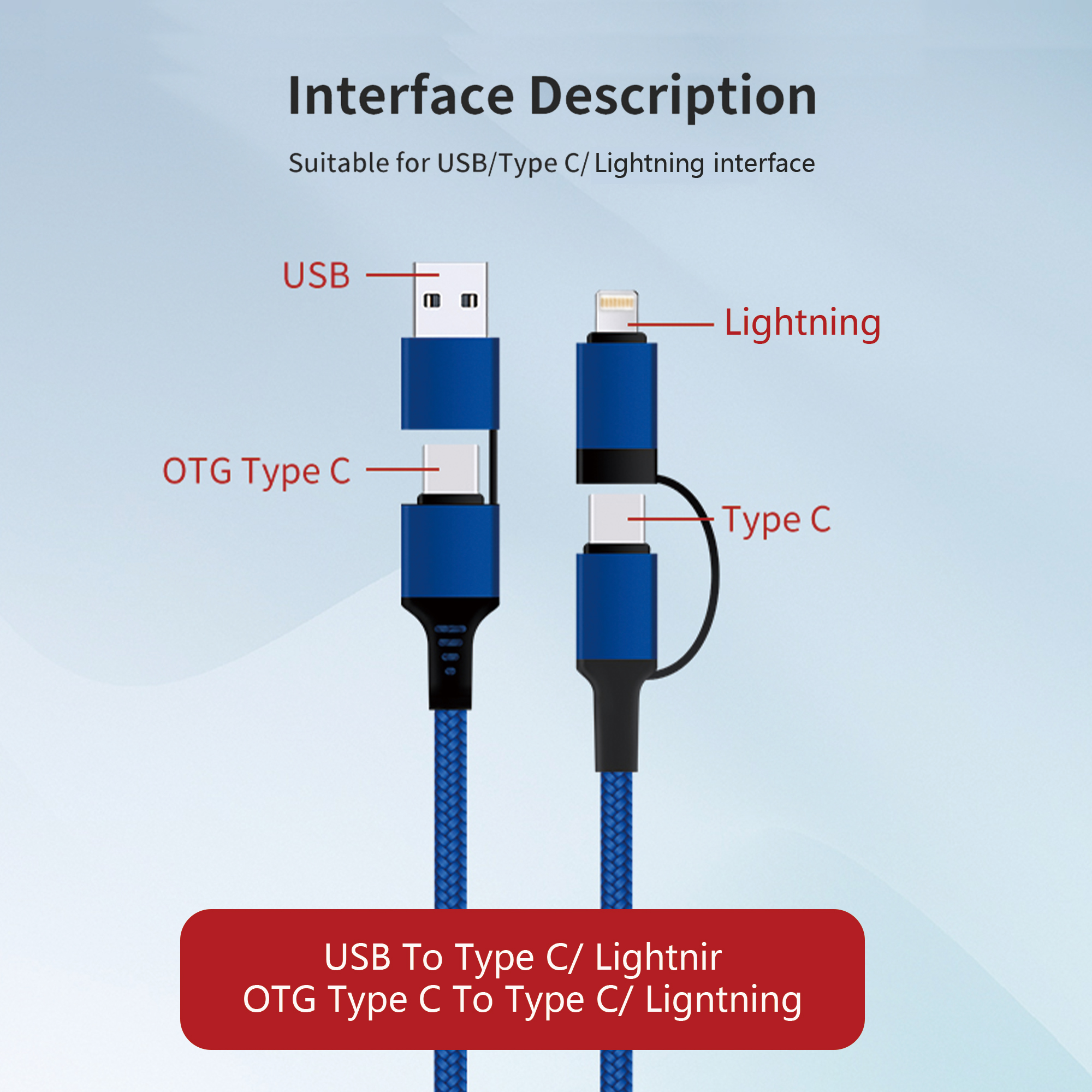 60W Long 4-in-1 Braided Charging Cable - Image 9