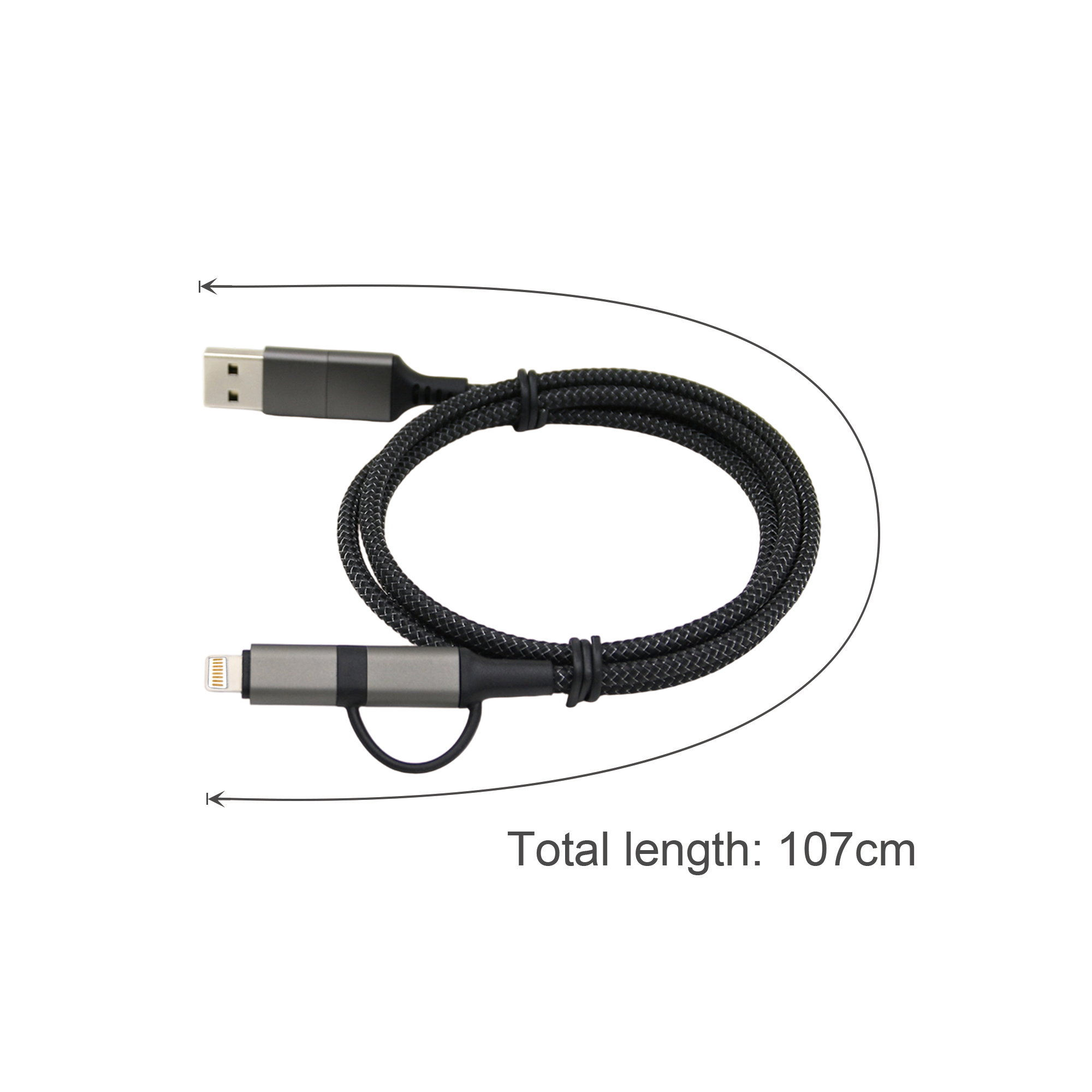 60W Long 4-in-1 Braided Charging Cable - Image 7