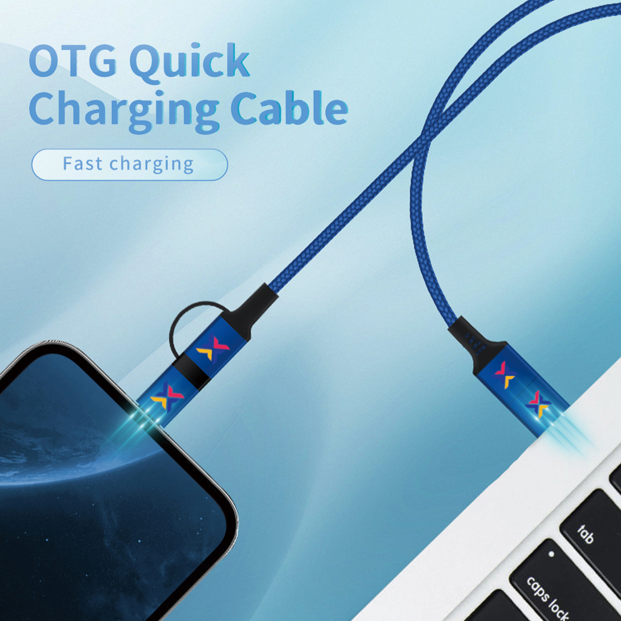 60W Long 4-in-1 Braided Charging Cable - Image 12