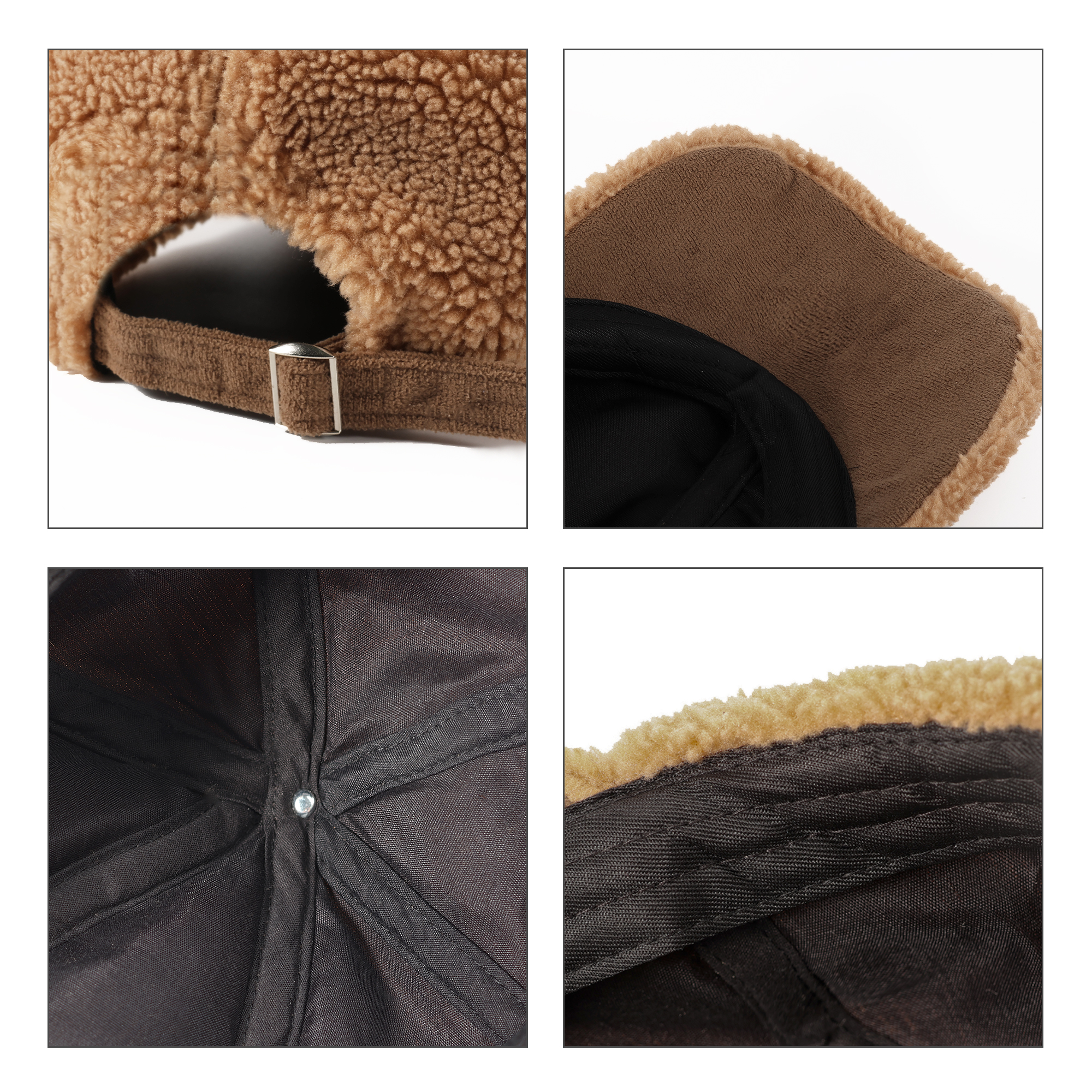 6 Panel Lamb Fur Baseball Cap - Image 10