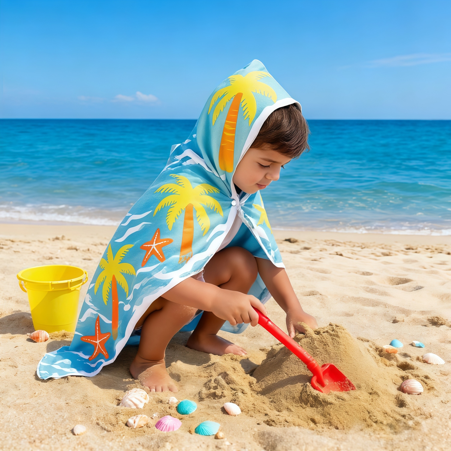 100% Double-Sided Fleece Sublimation Kids Hooded Shawl - Image 3