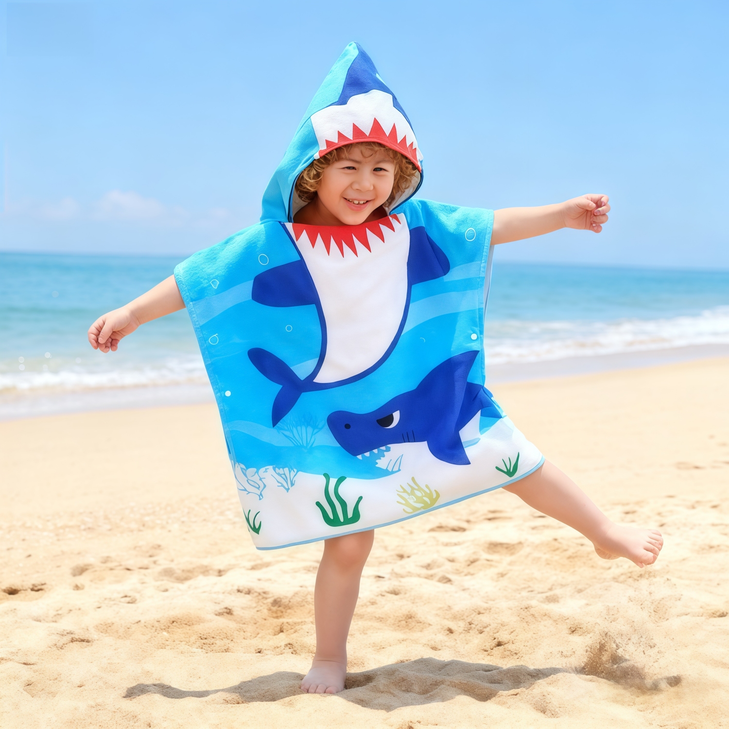 100% Double-Sided Fleece Sublimation Kids Hooded Change Towel - Image 2