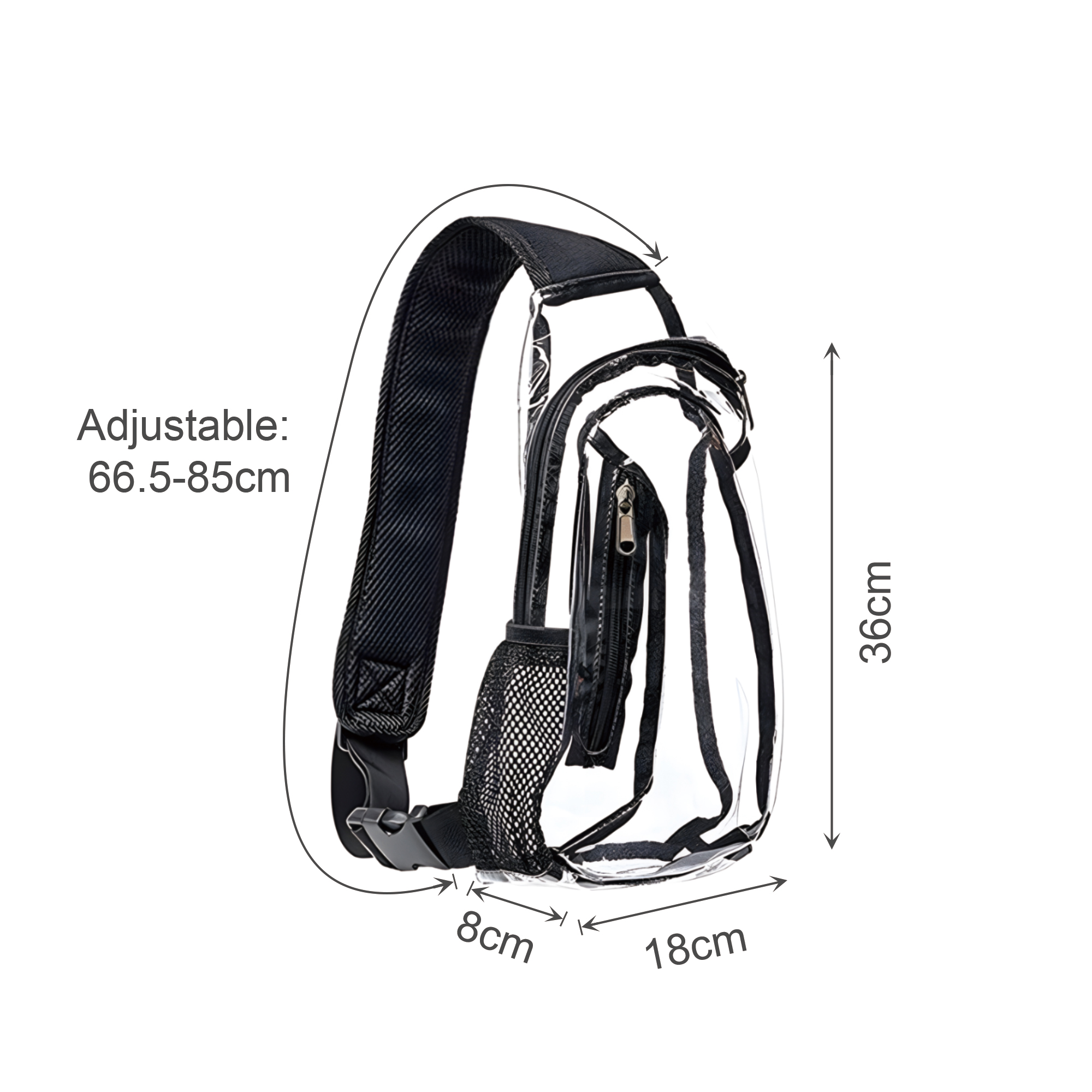 Large Capacity Clear Bag With Shoulder Strap - Image 3