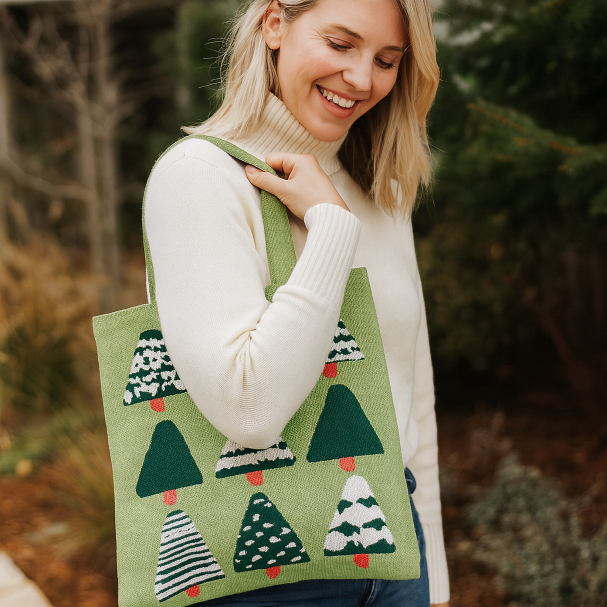 Knitted Flat Tote Bag - Image 7