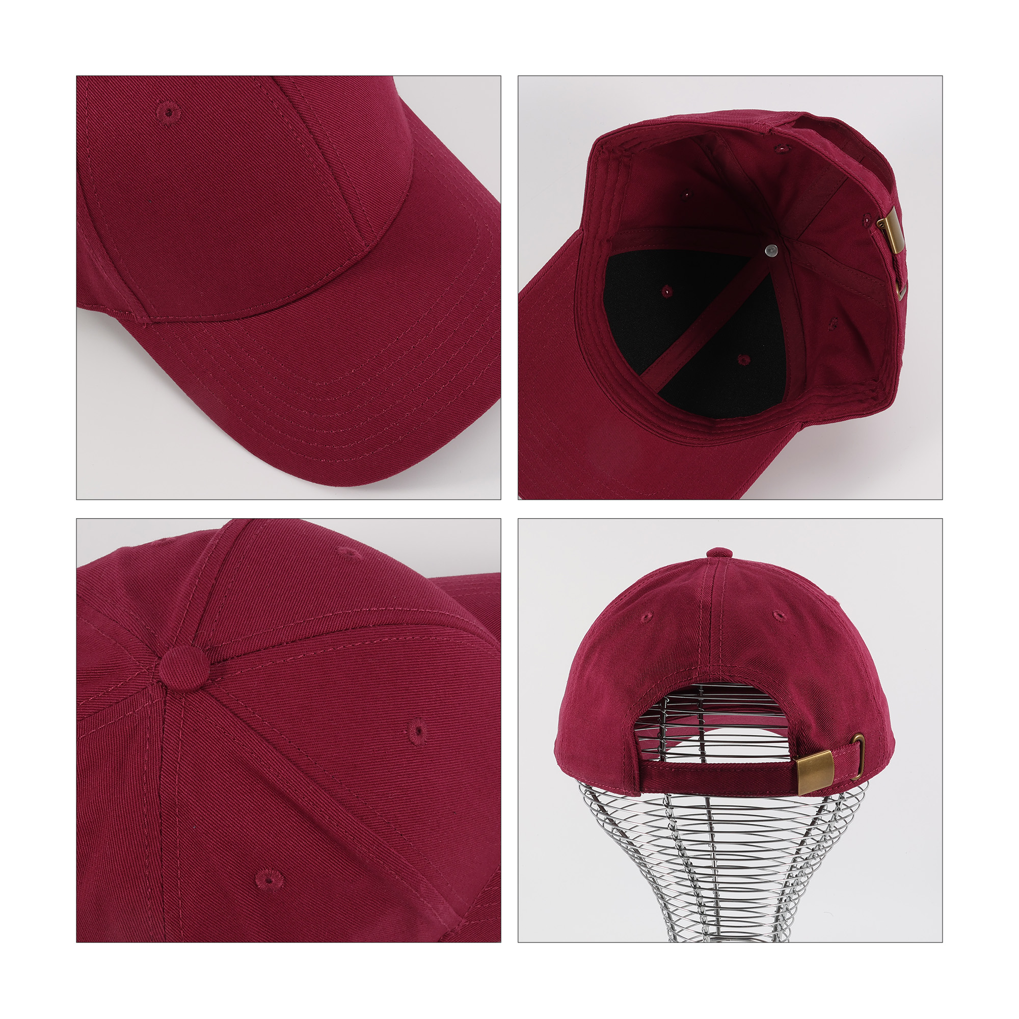 6 Panel Cotton Hard Top Pure Baseball Cap - Image 16