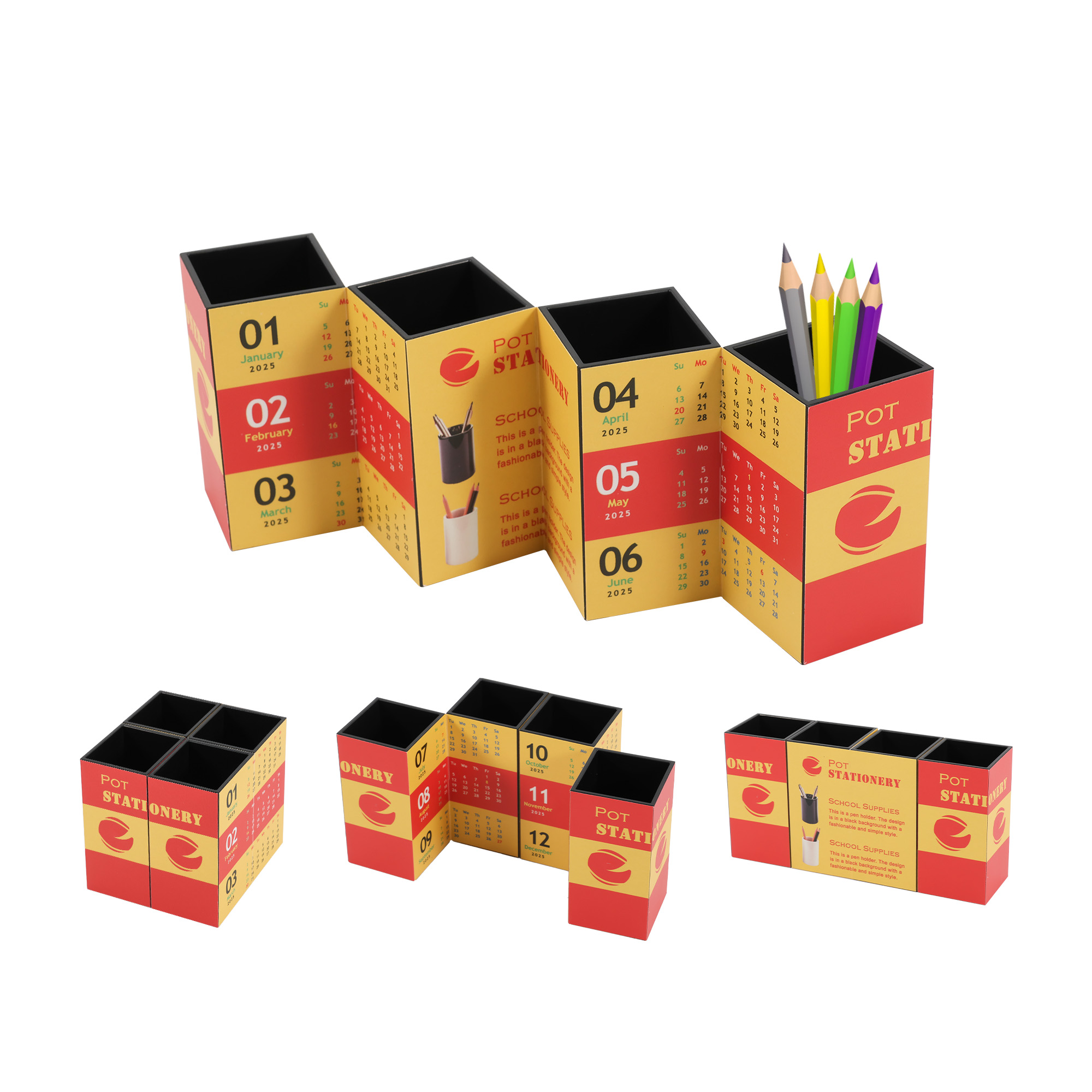 Four-panel Foldable Pen Holder