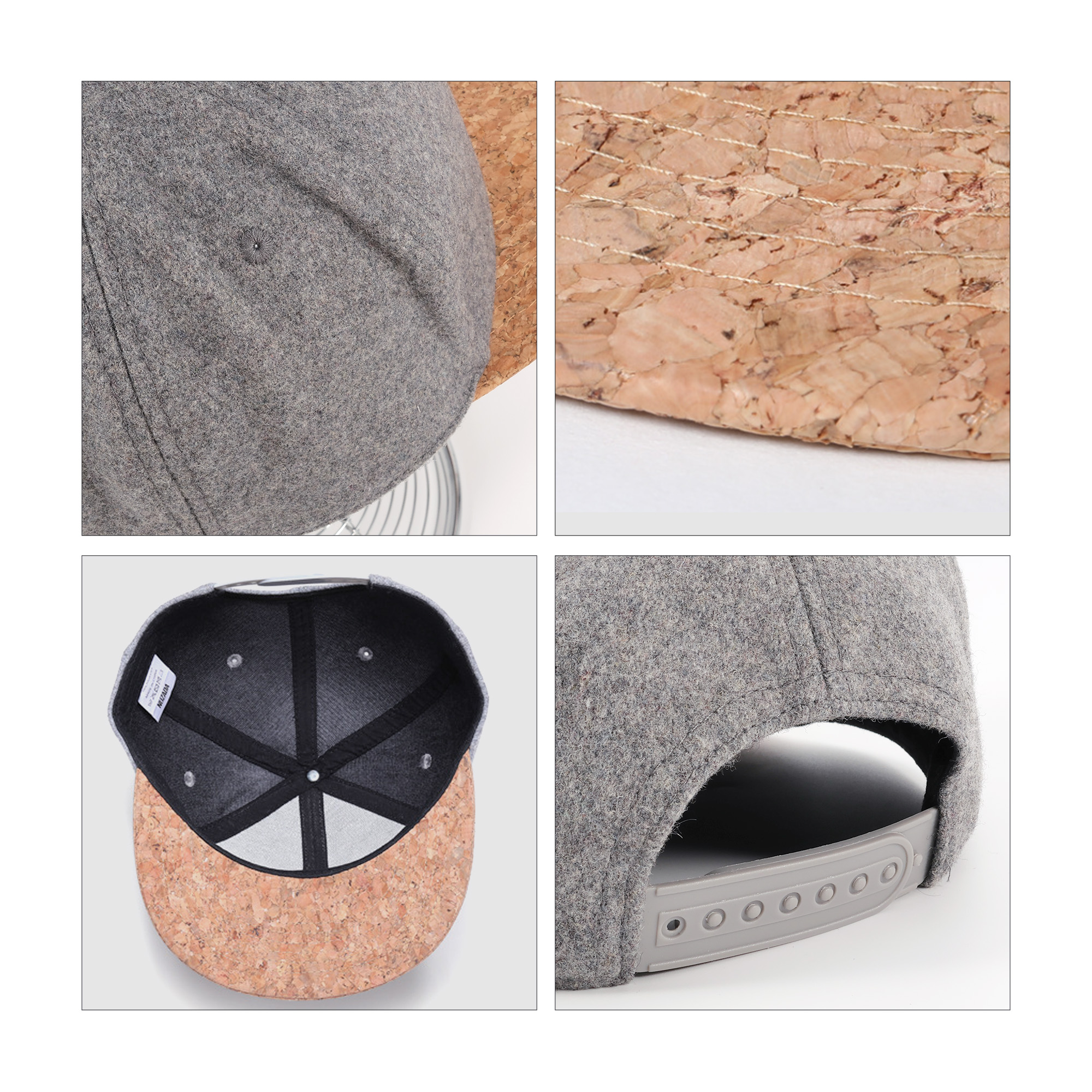 6 Panel Flat Cork Snapback Cap - Image 7