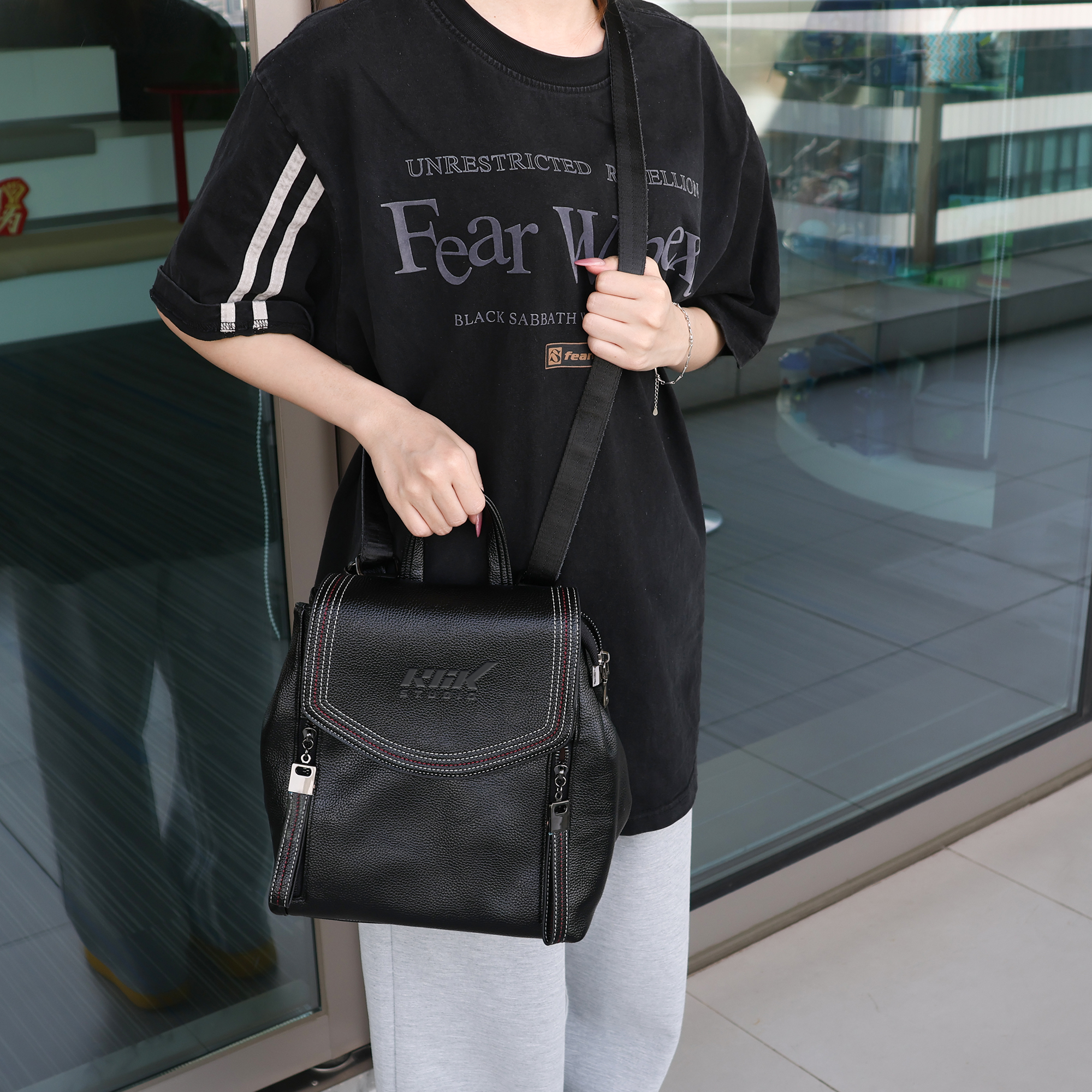 Convertible Leather Backpack - Image 8