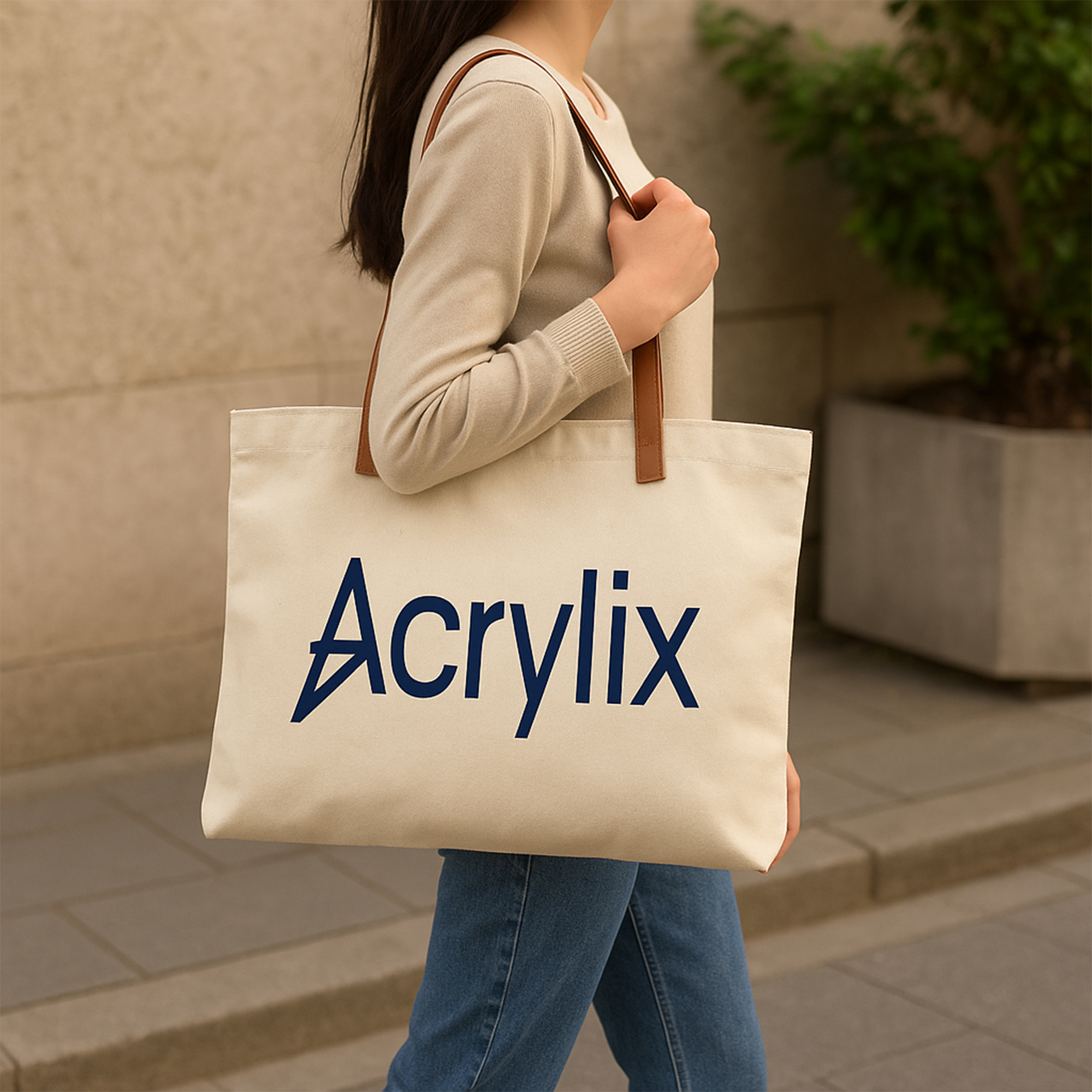 Leather Straps Canvas Bag - Image 6