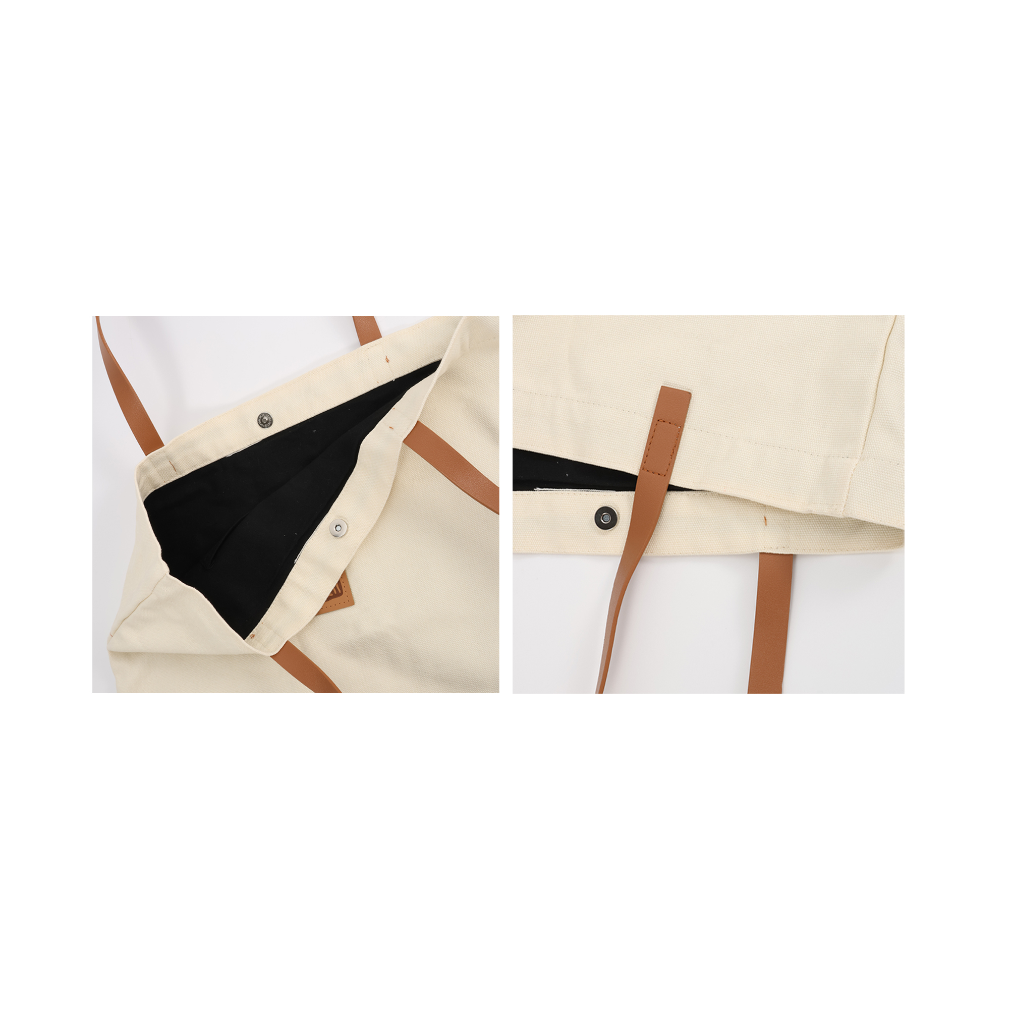 Leather Straps Canvas Bag - Image 5