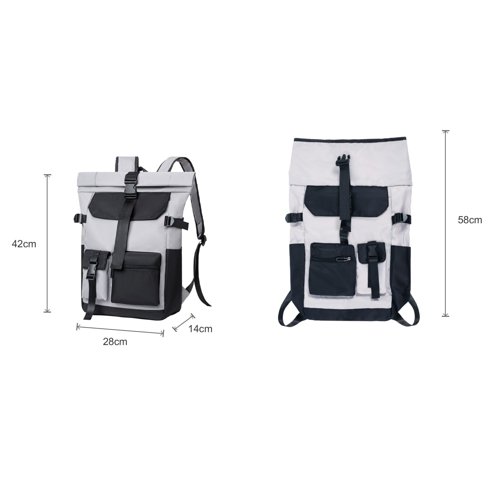 Multi-pocket Roll Top Backpack - Image 6