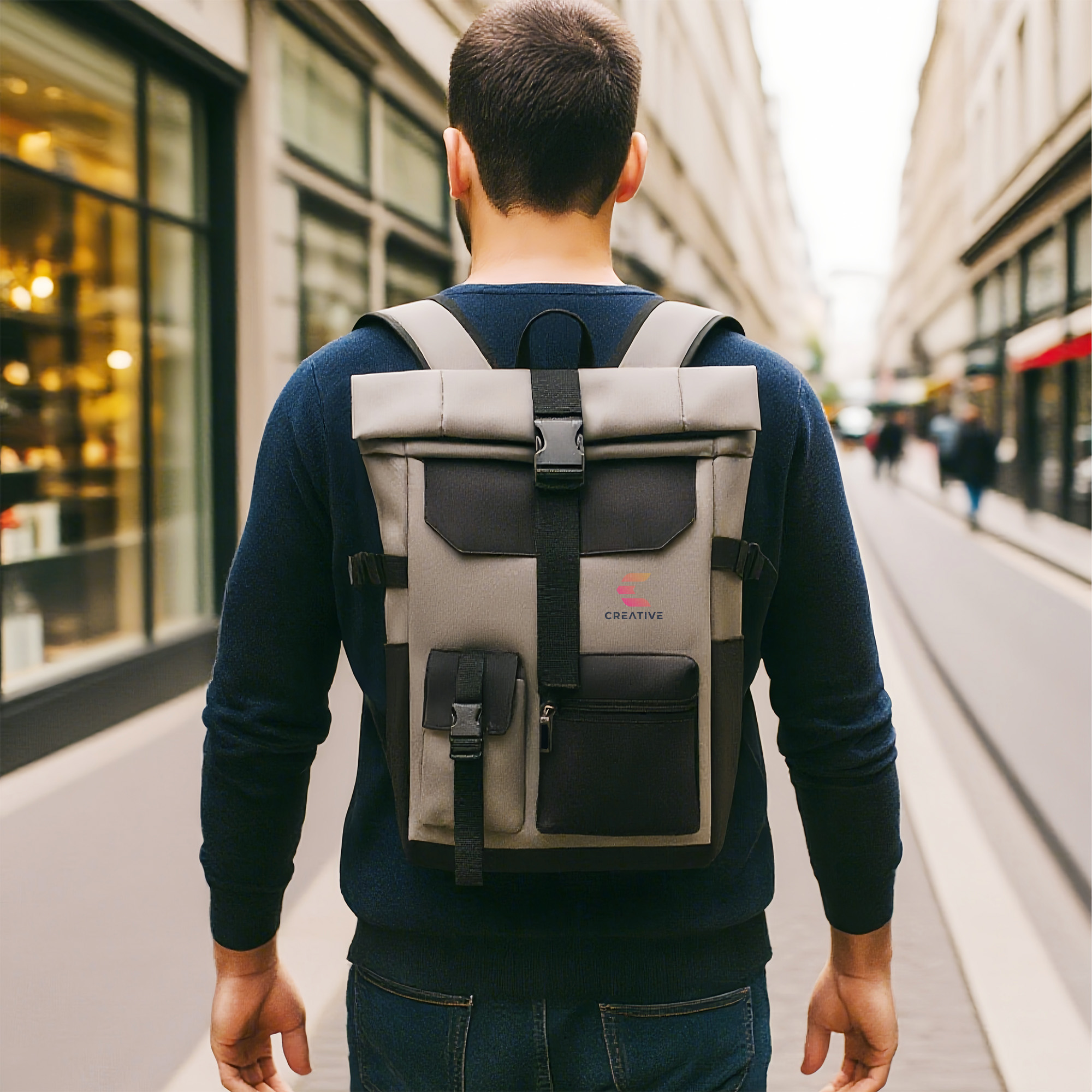 Multi-pocket Roll Top Backpack - Image 10