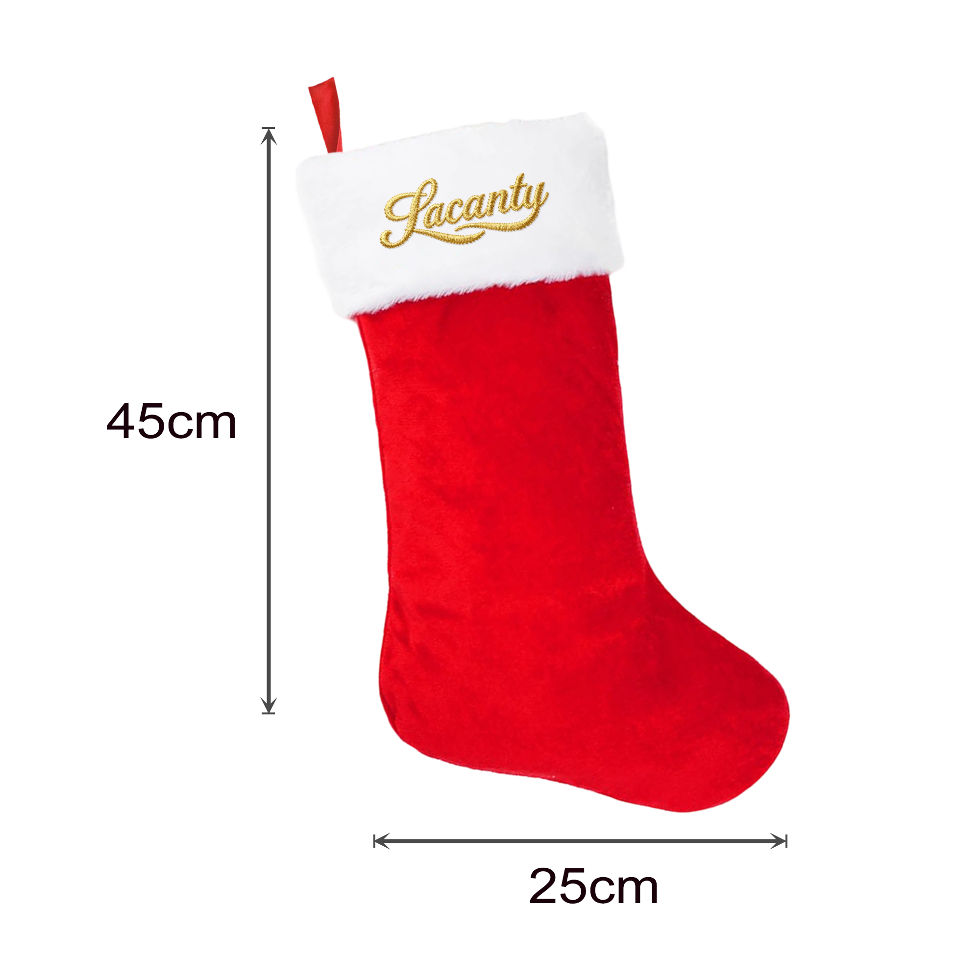 Red and White Embroidered Christmas Stocking - Image 2