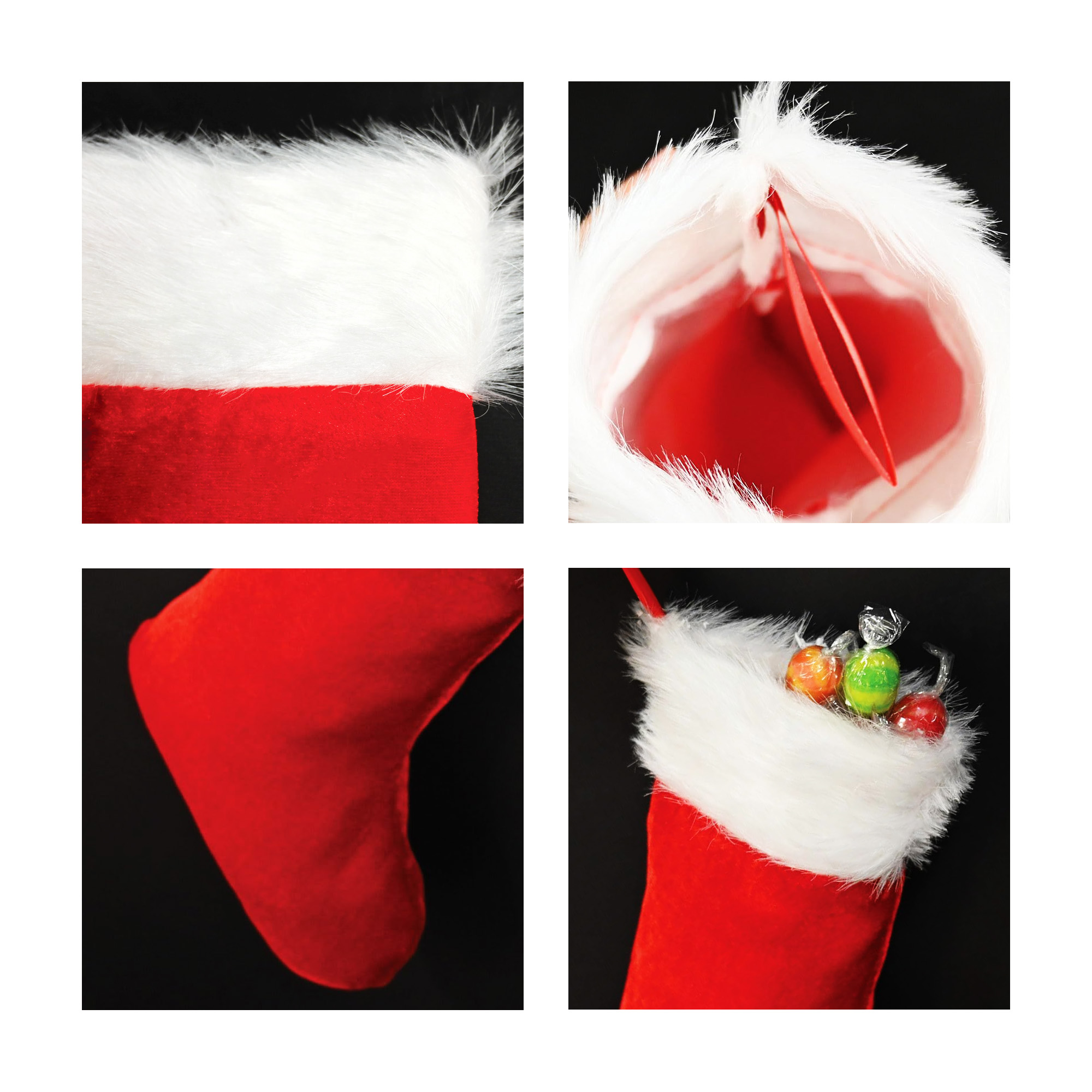 Red and White Embroidered Christmas Stocking - Image 4