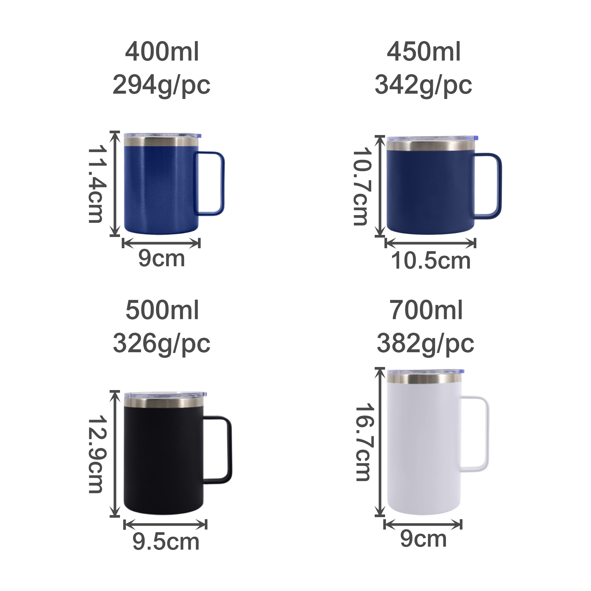 400ML/450ML/500ML/700ML Stainless Steel Cup with Handle - Image 17