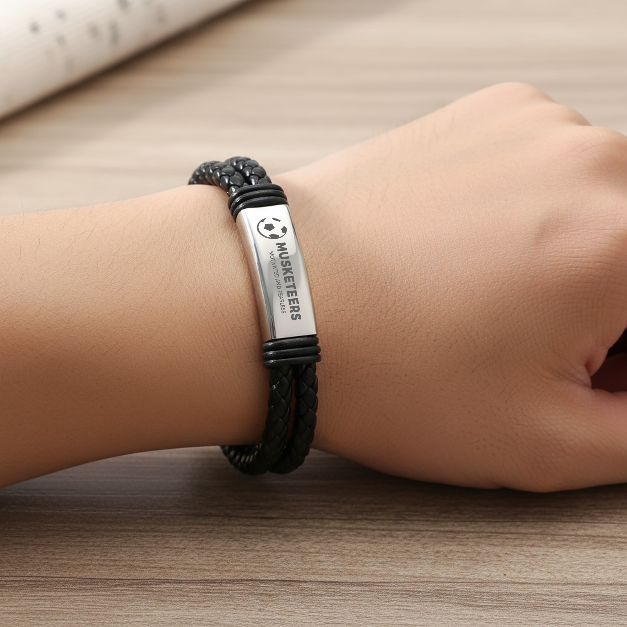 Double-row Braided Leather Bracelet - Image 8