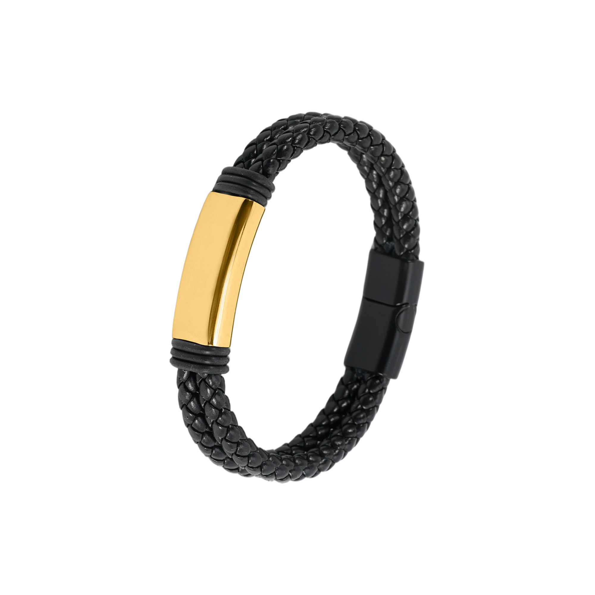 Double-row Braided Leather Bracelet - Image 4