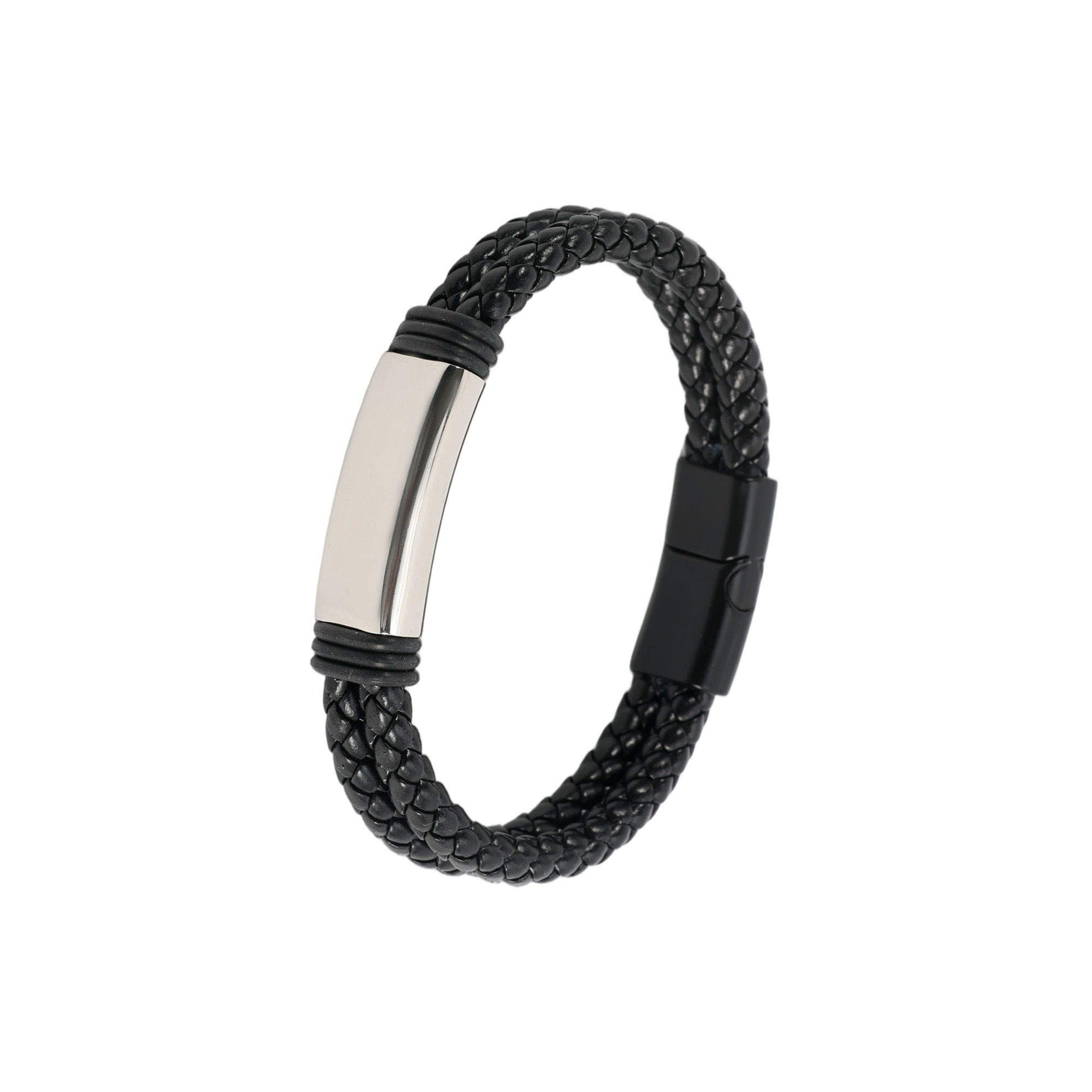Double-row Braided Leather Bracelet - Image 2