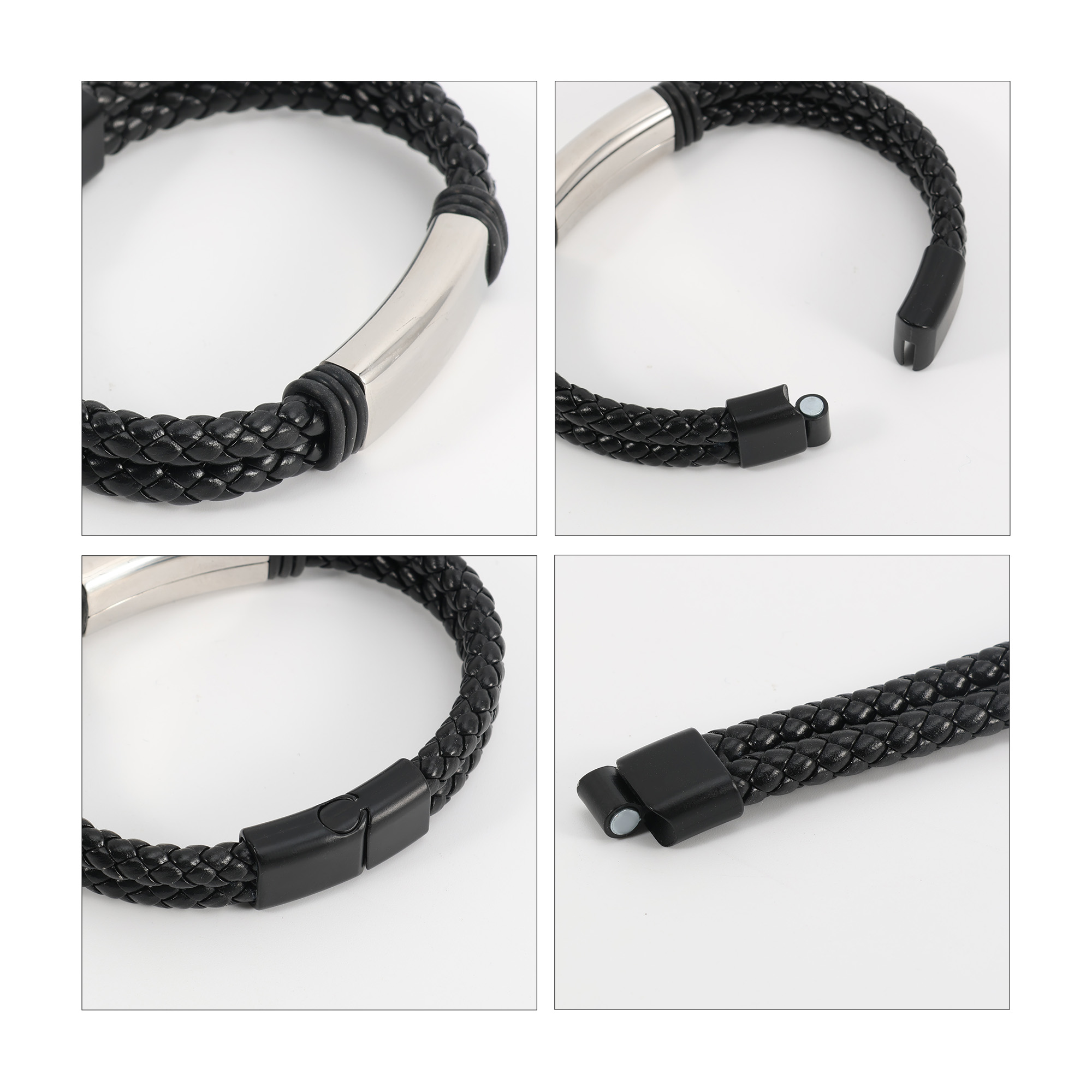 Double-row Braided Leather Bracelet - Image 7