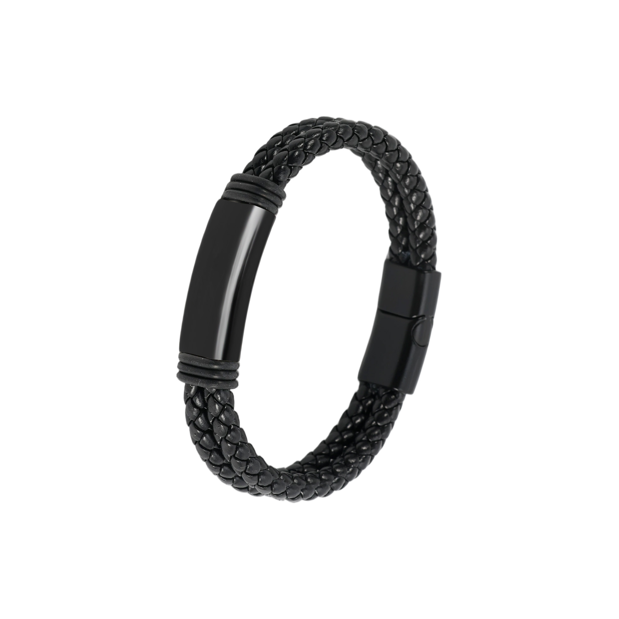 Double-row Braided Leather Bracelet - Image 3
