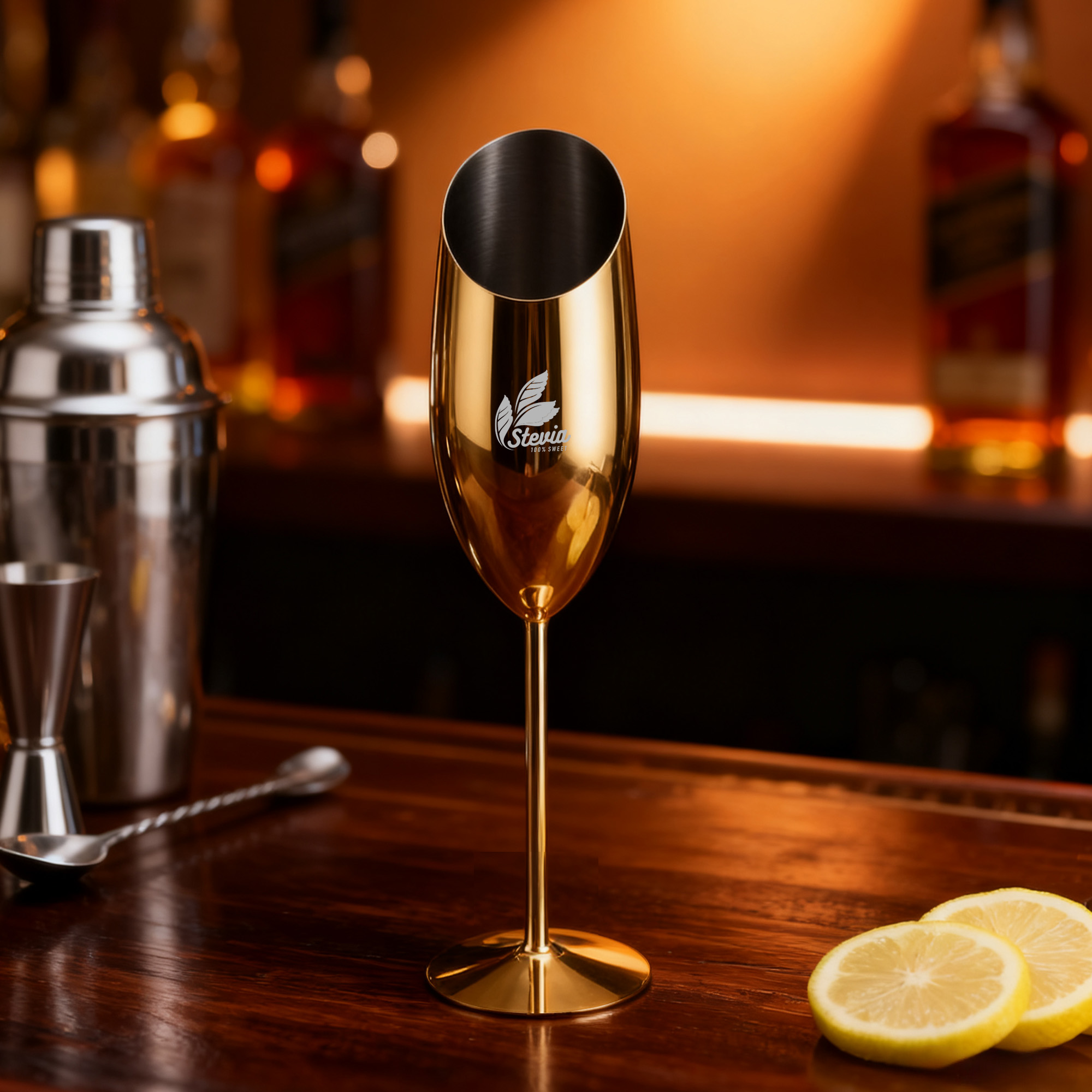 Stainless Steel Slanted Champagne Flute - Image 9