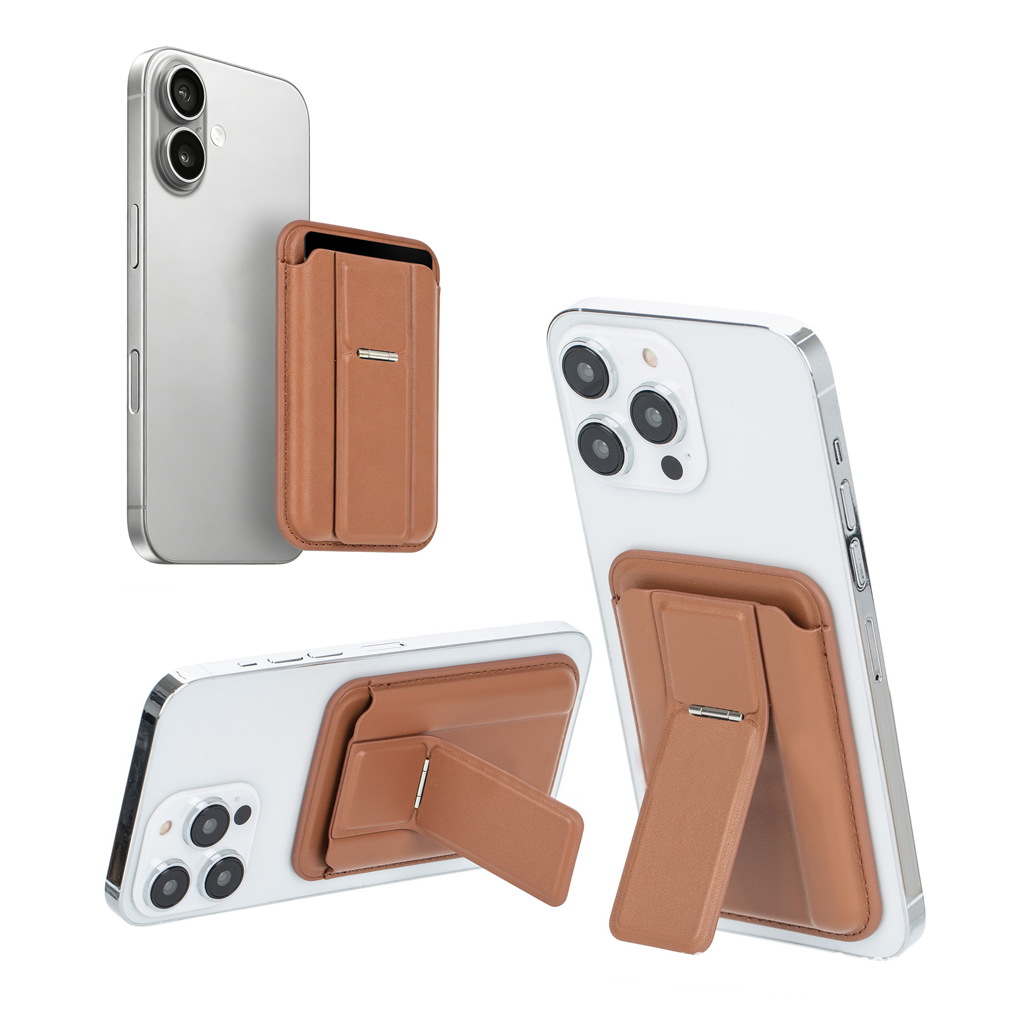 PU Magnetic Card Holder with Phone Stand - Image 10