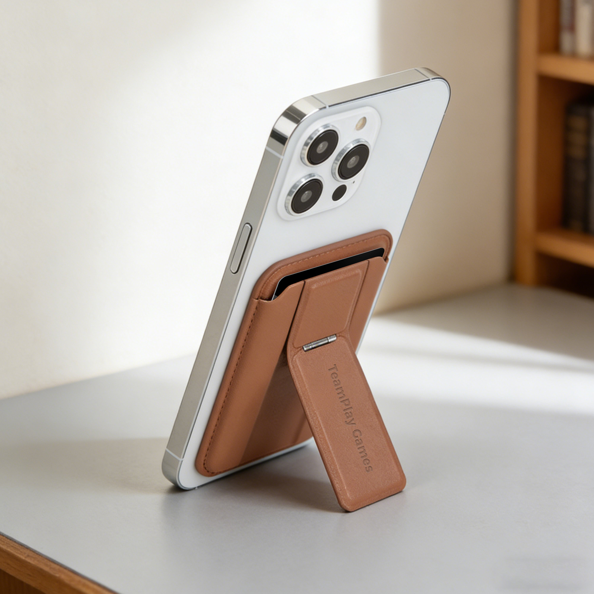 PU Magnetic Card Holder with Phone Stand - Image 13