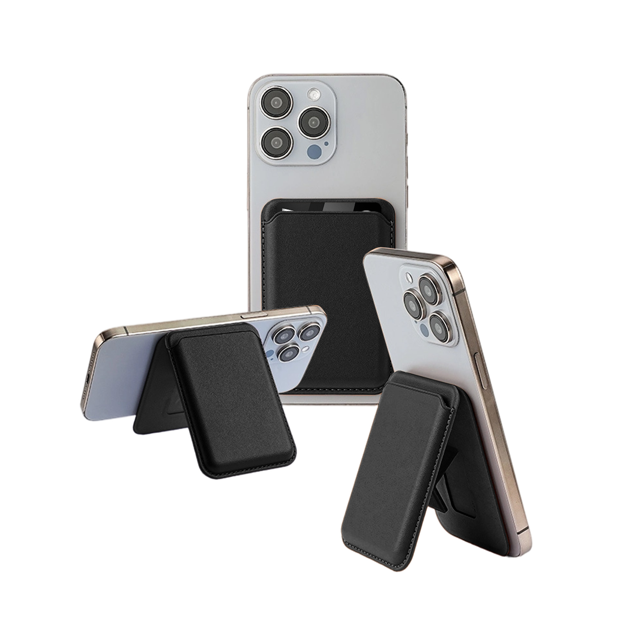 PU Foldable Magnetic Card Holder with Phone Stand - Image 10