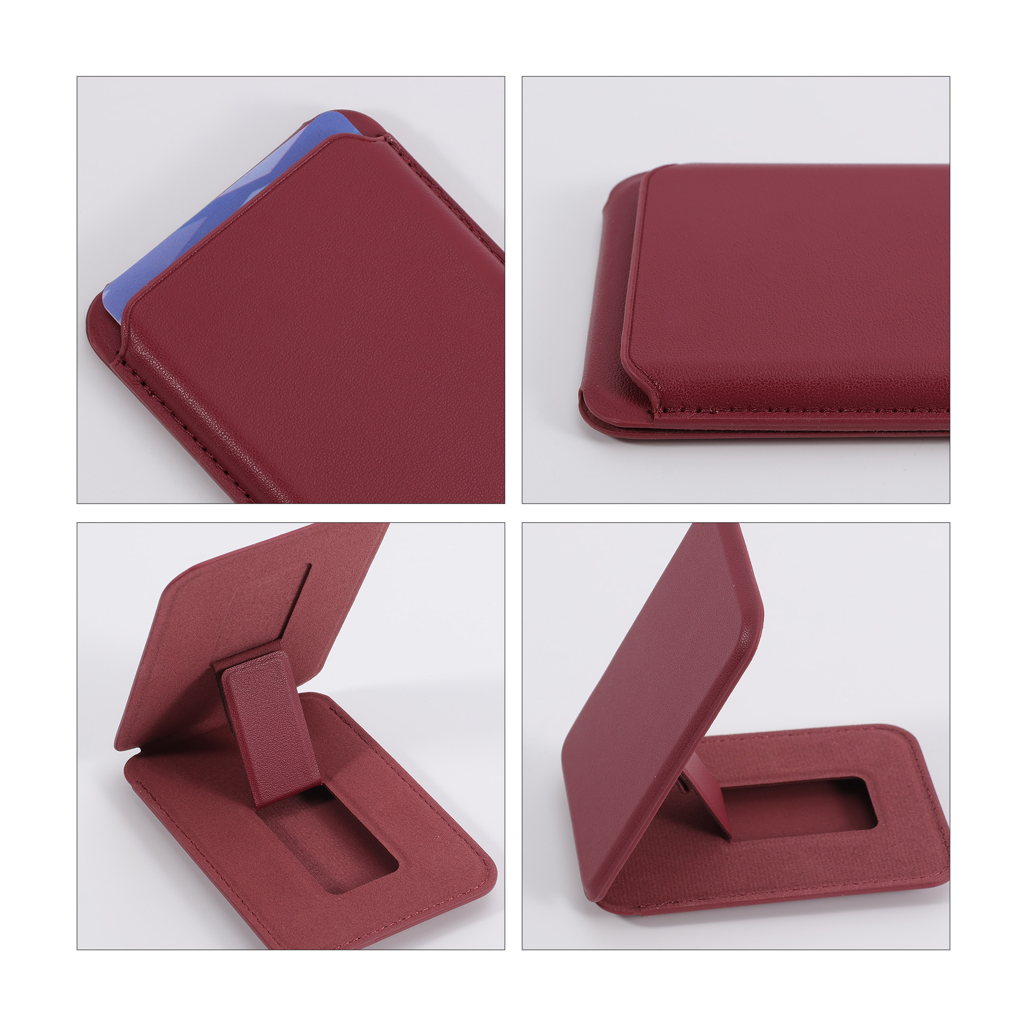 PU Foldable Magnetic Card Holder with Phone Stand - Image 12