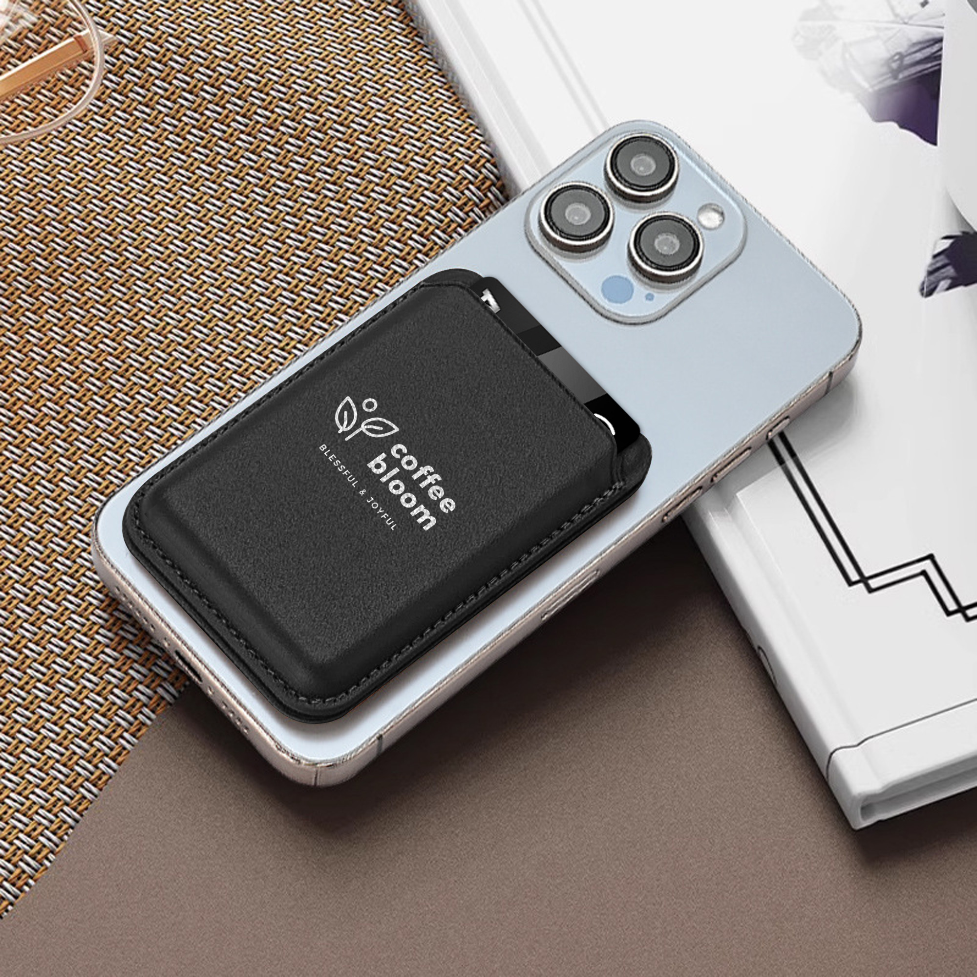 PU Foldable Magnetic Card Holder with Phone Stand - Image 13