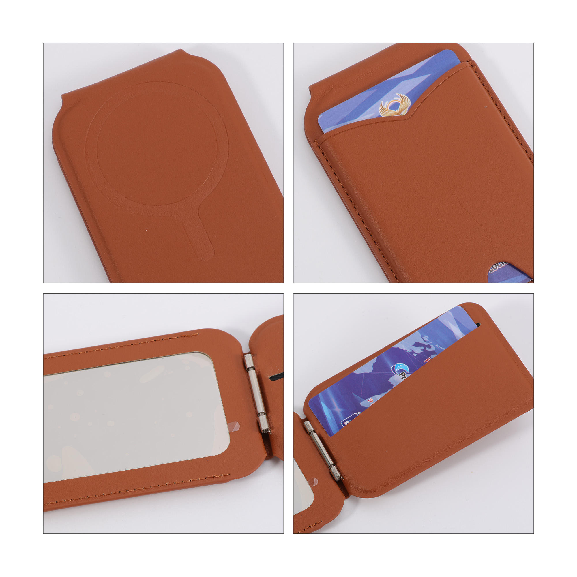 PU Magnetic Card Holder with Mirror - Image 14